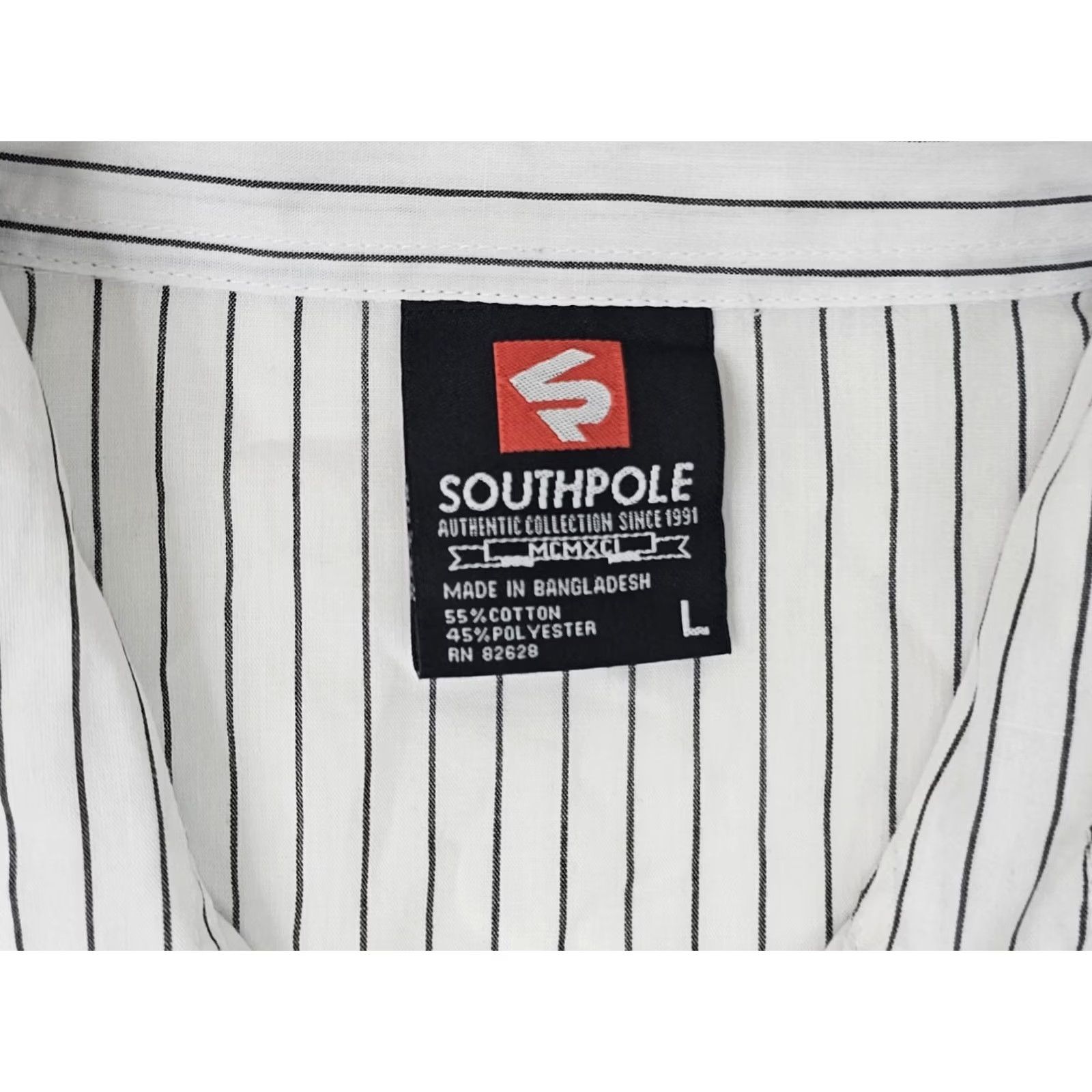 Southpole Vtg South Pole Button-Up Striped Shirt Men L White Lightweight Hip Hop Y2K Business Casual Size US L / EU 52-54 / 3 - 3 Thumbnail