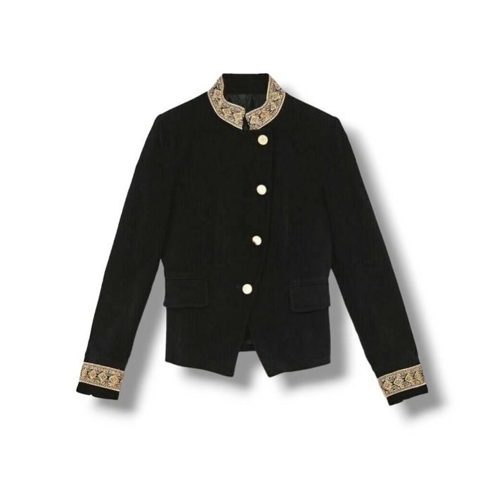 Zara ZARA BLACK VELVET MILITARY JACKET BLAZER EMBROIDERED Grailed