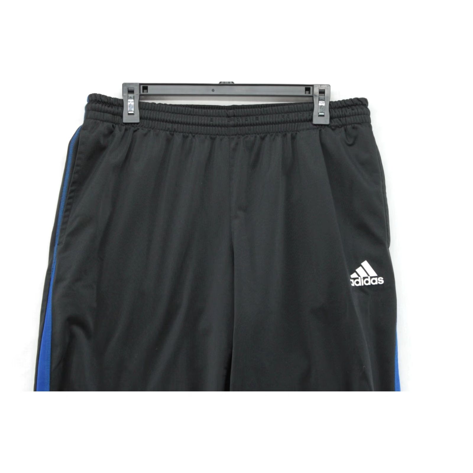 Adidas adidas Track Pants Men M Black Blue White 3 striped ClimaLite Pockets Elastic Waist Regular Inseam 30” City College Sports Vintage No Size US 31 - 2 Thumbnail