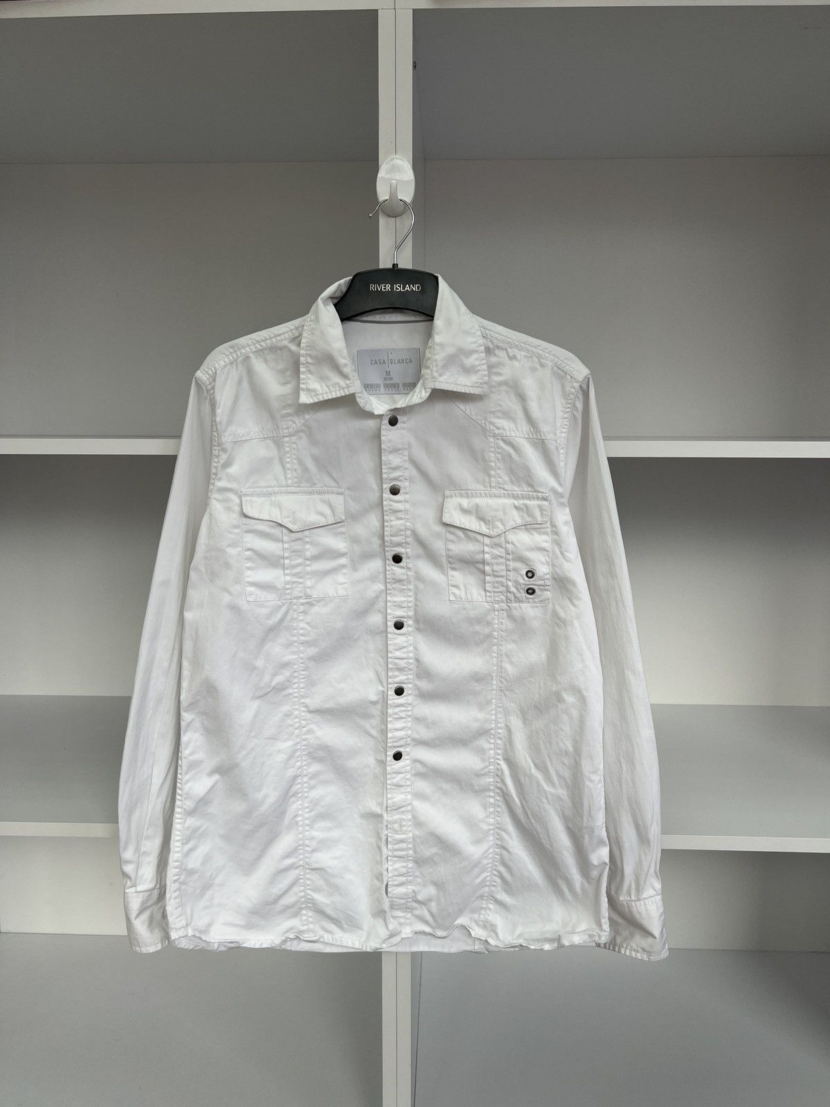 Casablanca × Designer × Vintage Vintage CasaBlanca Denim White Button Up Shirt Size US M / EU 48-50 / 2 - 2 Thumbnail