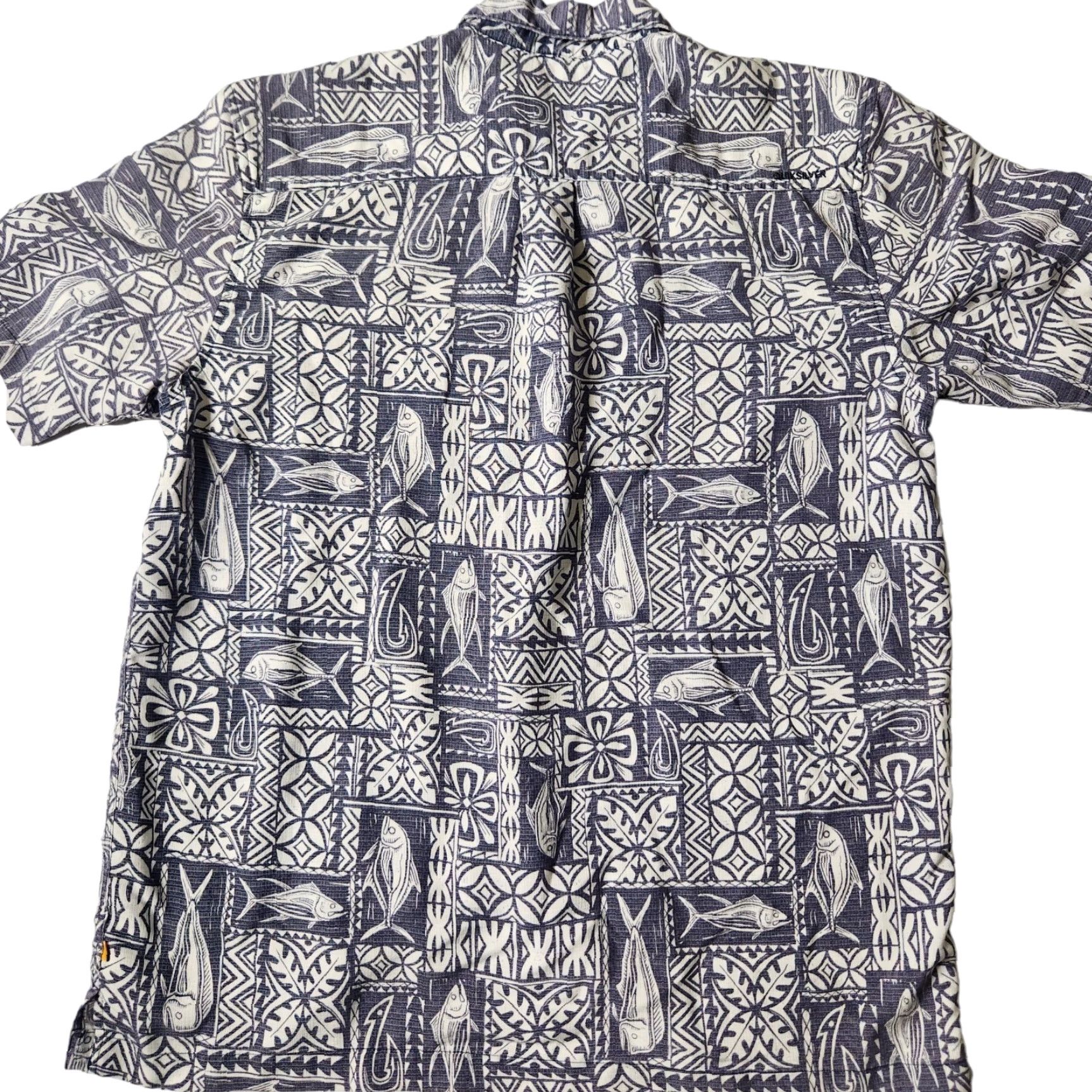 Quiksilver Quicksilver Waterman Button-Down Short Sleeve Shirt M Fish Print Blue Polyester Blend Men's Shirt Size US M / EU 48-50 / 2 - 3 Thumbnail
