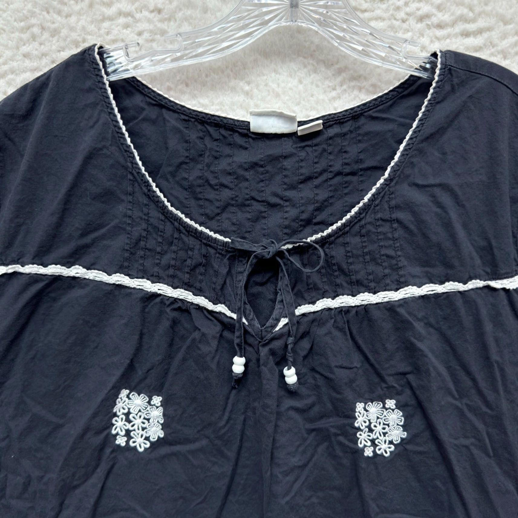 Vintage VINTAGE Cato Shirt Womens 22W 24W Black Cap Sleeve Peasant Boho Grunge Size 3XL / US 20-22 - 3 Thumbnail