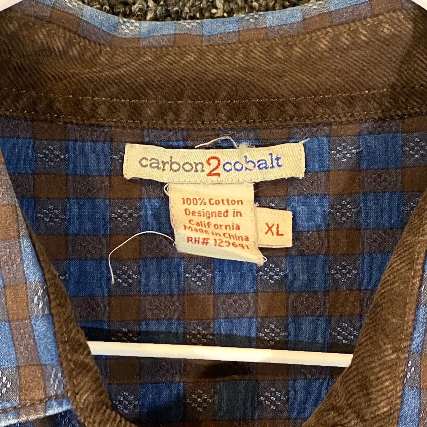 Carbon2Cobalt VINTAGE Carbon2cobalt Mens XL Flannel Shirt Long Sleeve Button-Up Plaid Cotton Casual Winter Winter Blue Brown Size US XL / EU 56 / 4 - 2 Thumbnail