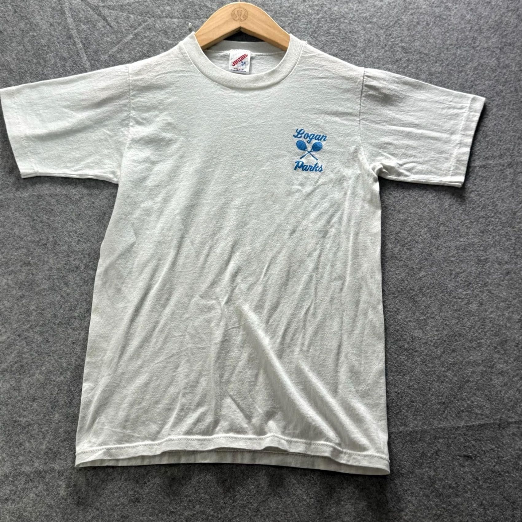 Jerzees VINTAGE JERZEES Shirt Mens S White Logan Parks Tennis Graphic Tee Crewneck Size US S / EU 44-46 / 1 - 2 Thumbnail