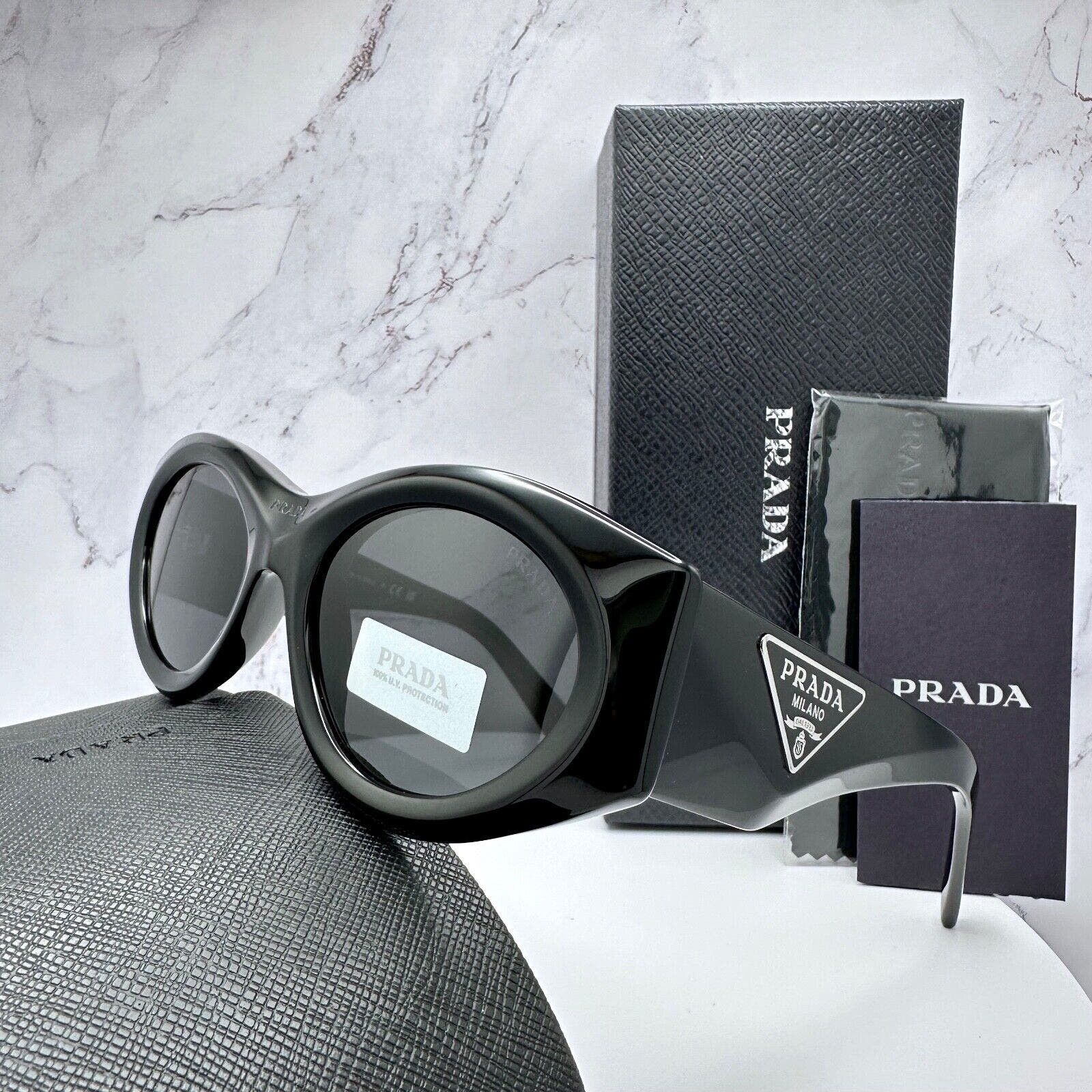 image of Prada Sunglasses Black Engraved Front Logo Triangle Plaque, Women's