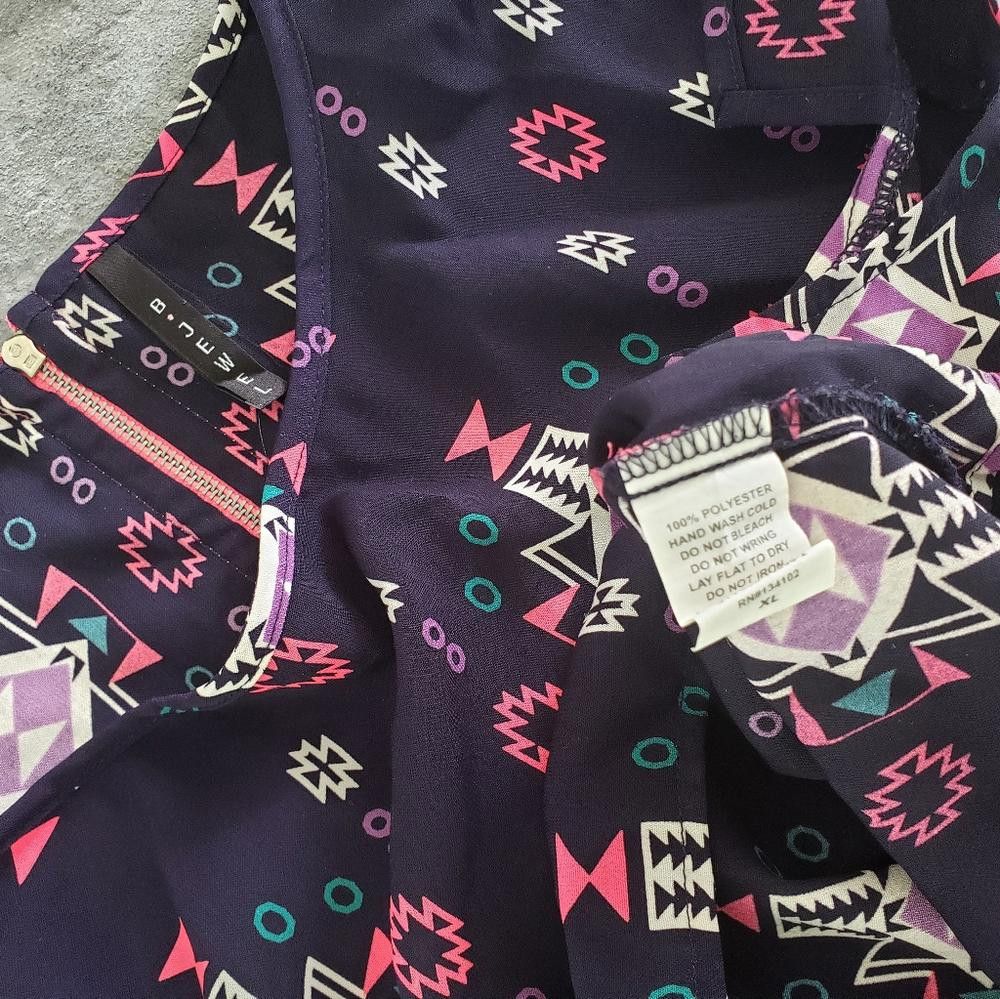 Designer Navy Pink Detailed B Jewel Cropped Blouse Size XL / US 12-14 / IT 48-50 - 3 Thumbnail