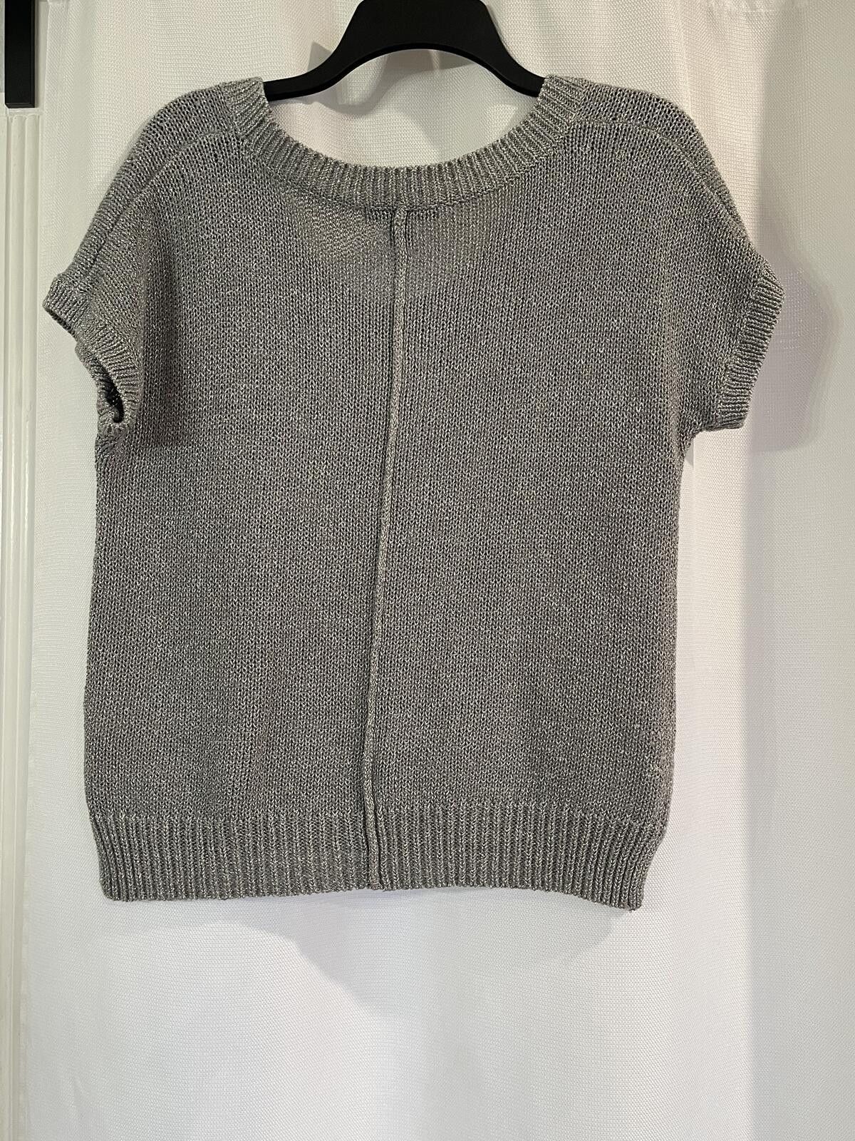 Banana Republic Banana Republic Gray Knit Short Sleeve Sweater Top Large Size L / US 10 / IT 46 - 3 Thumbnail