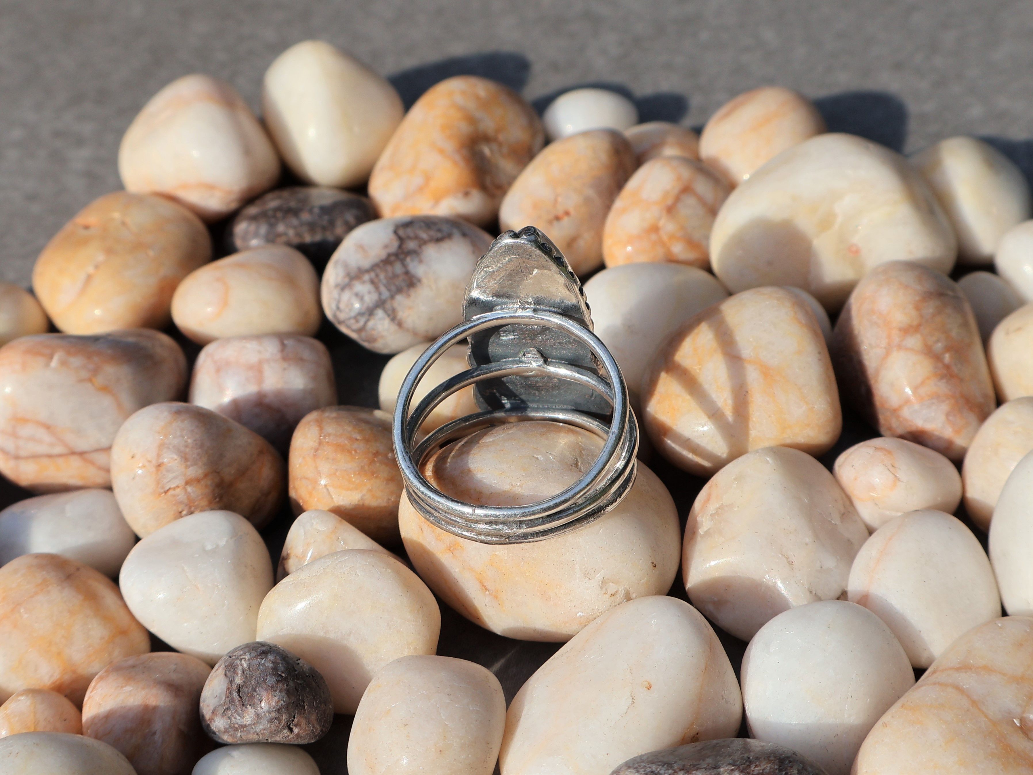 Handmade Moonstone Labradorite Ring, Handmade Sterling Silver Ring, Size ONE SIZE - 9 Thumbnail