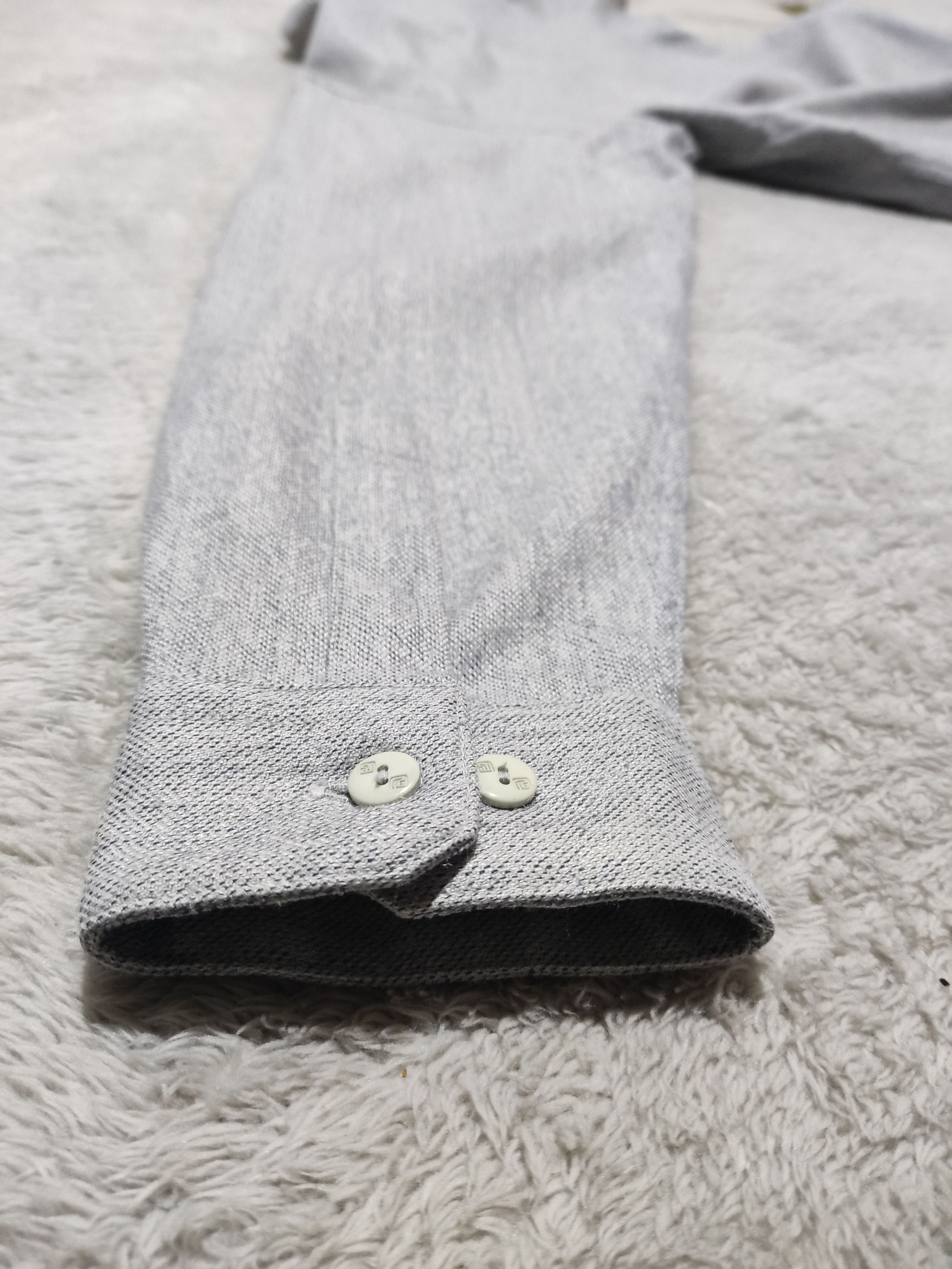 Pierre Balmain Pierre Balmain Leather Belt- Wool/Slik Button Up Gray Shirt Size 46 - 8 Thumbnail