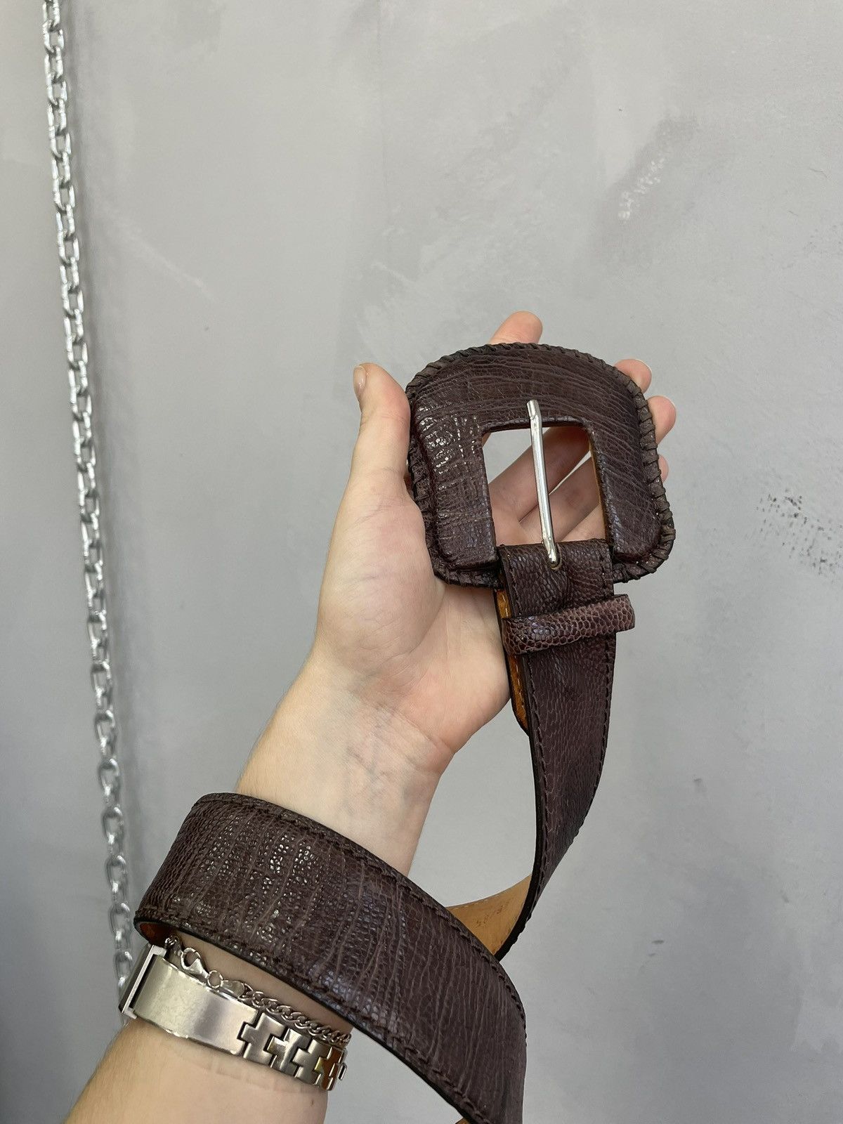 14th Addiction Rare 14th addiction ostrich leather reptiles house belt Size ONE SIZE - 1 Thumbnail