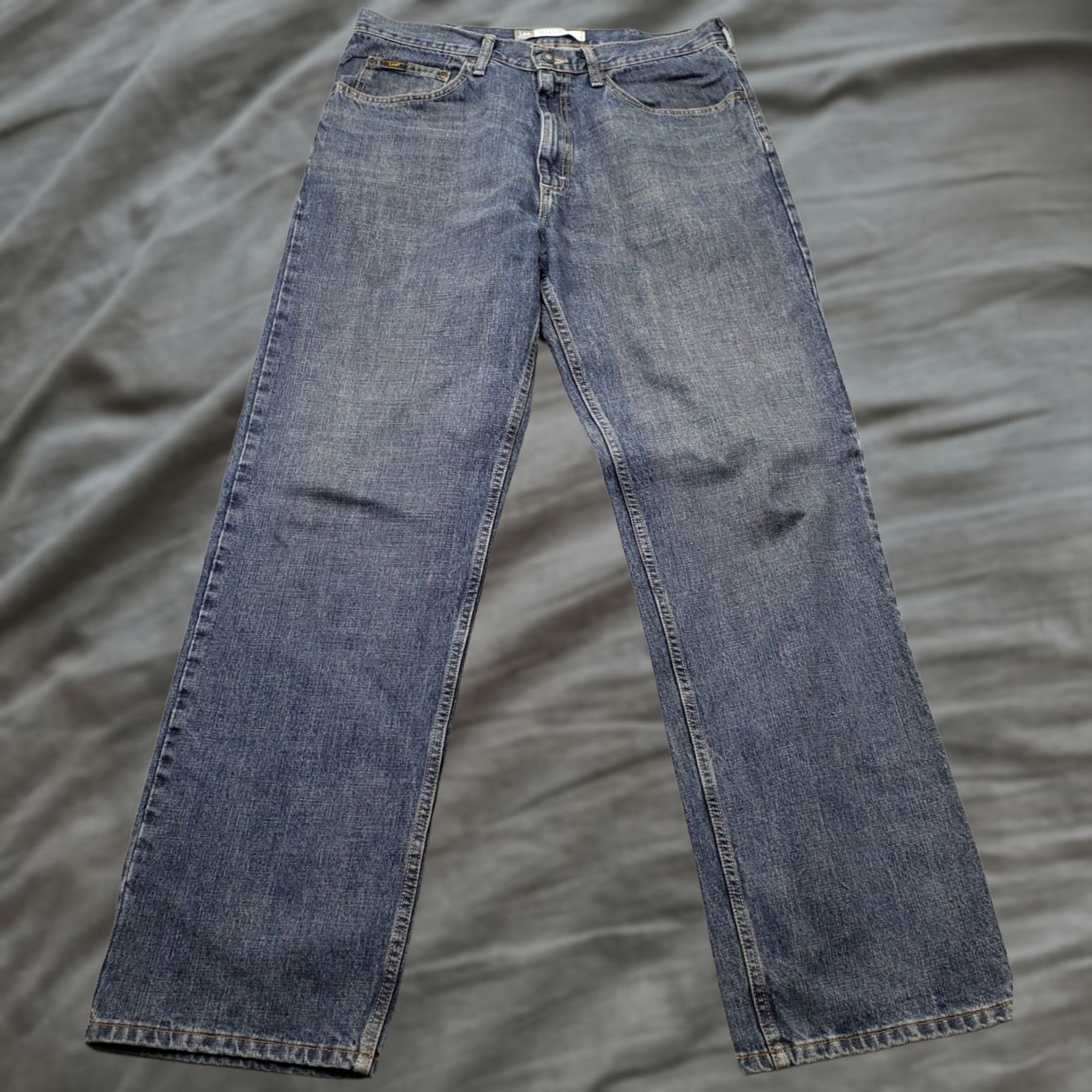 Lee Lee Jeans Mens 34x34 Blue Denim Cotton Premium Relaxed Fit Straight Leg 2006557 Size US 34 / EU 50 - 1 Thumbnail