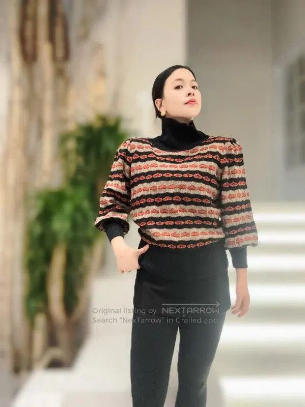Yves Saint Laurent YSL Color Block Wool Knit Sweater . Size XXS / US 00 / IT 34 - 2 Thumbnail