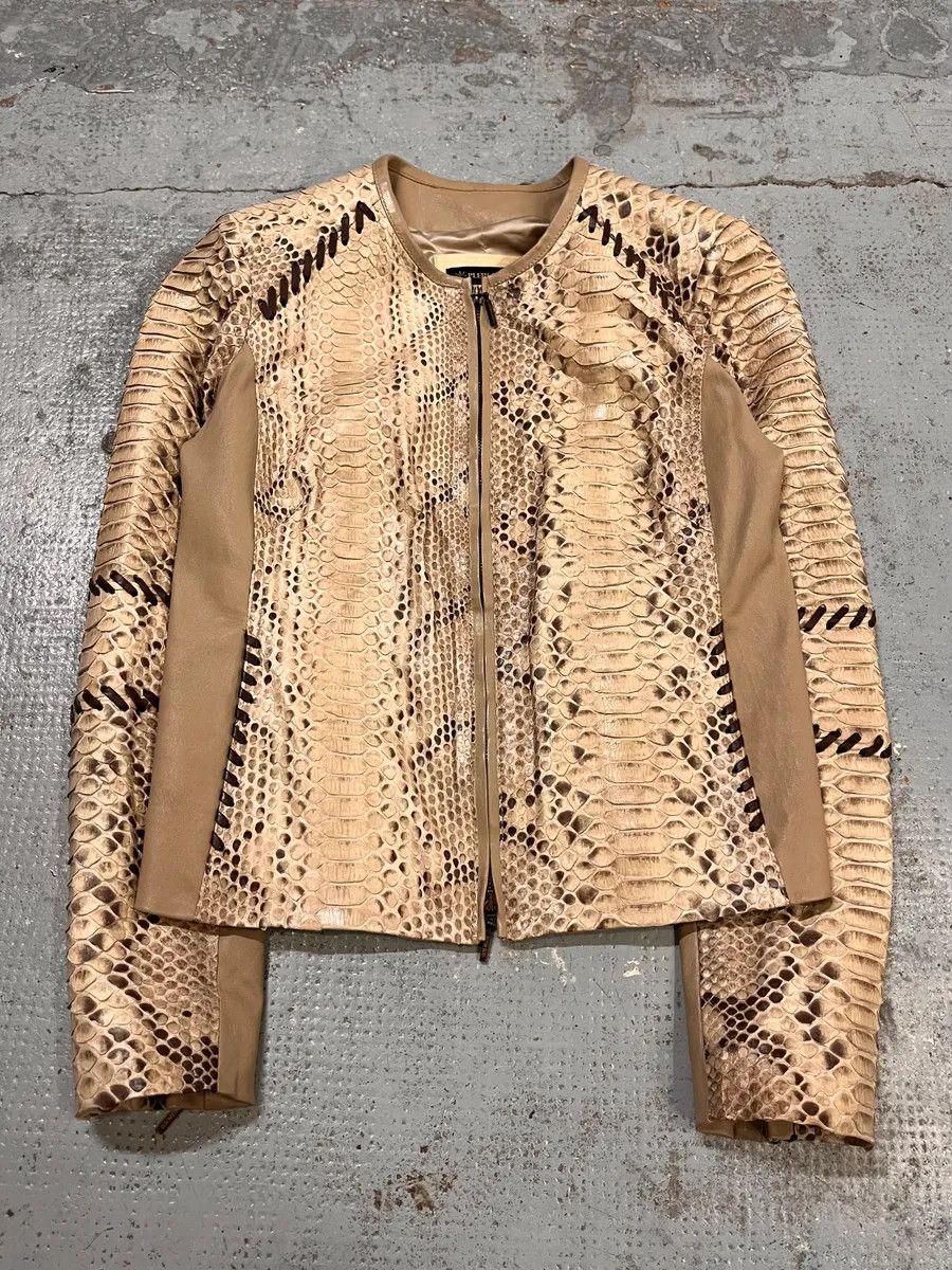 Vintage 2000s Plein Sud Beige Python Leather Jacket Size M / US 6-8 / IT 42-44 - 1 Thumbnail