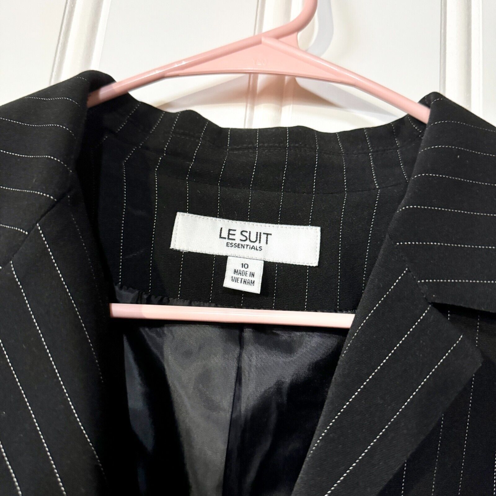 Vintage Vintage Le Suit Striped Black Button Blazer Size 10 Size L / US 10 / IT 46 - 2 Thumbnail