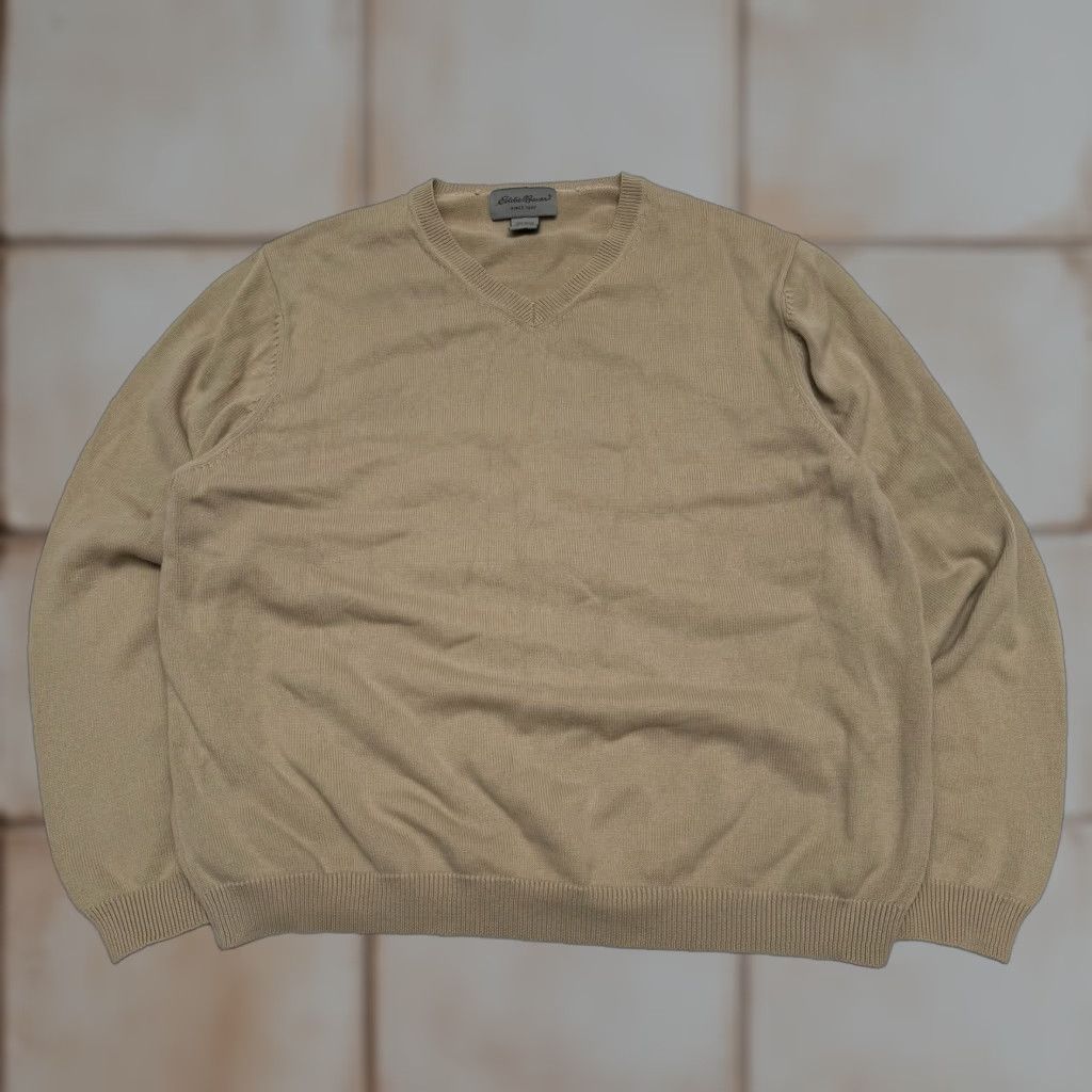 Eddie Bauer VINTAGE Eddie Bauer Sweater Men XL V-Neck Cable-Knit Pullover Brown Tan Beige Australia Heavy Knit Size US XL / EU 56 / 4 - 1 Thumbnail