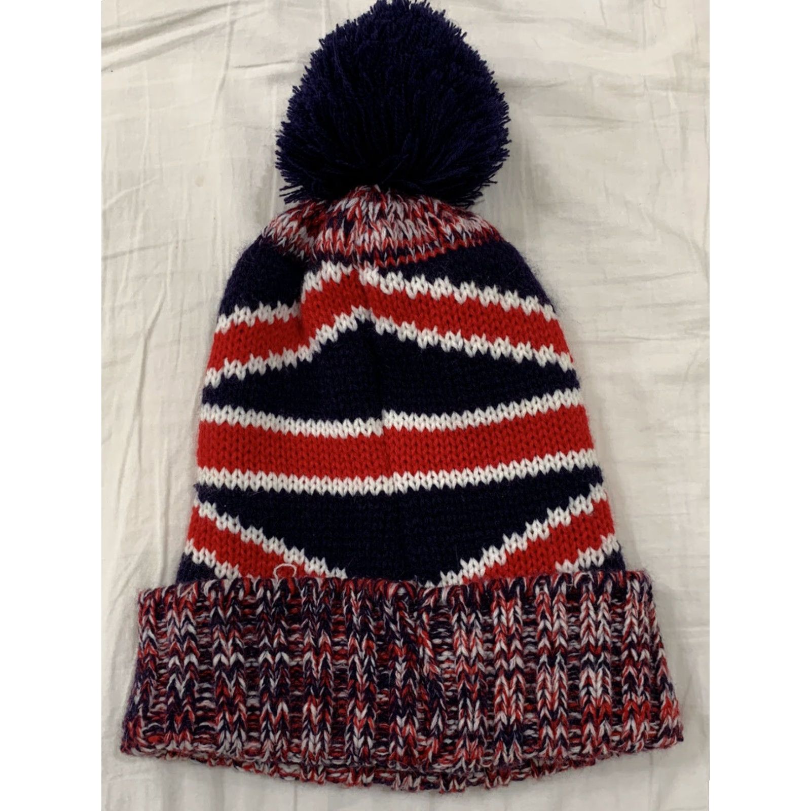 Vintage Union Jack Knit Stocking Hat One Size Extra Large Pom-pom VGUC (Men) Size ONE SIZE - 2 Thumbnail