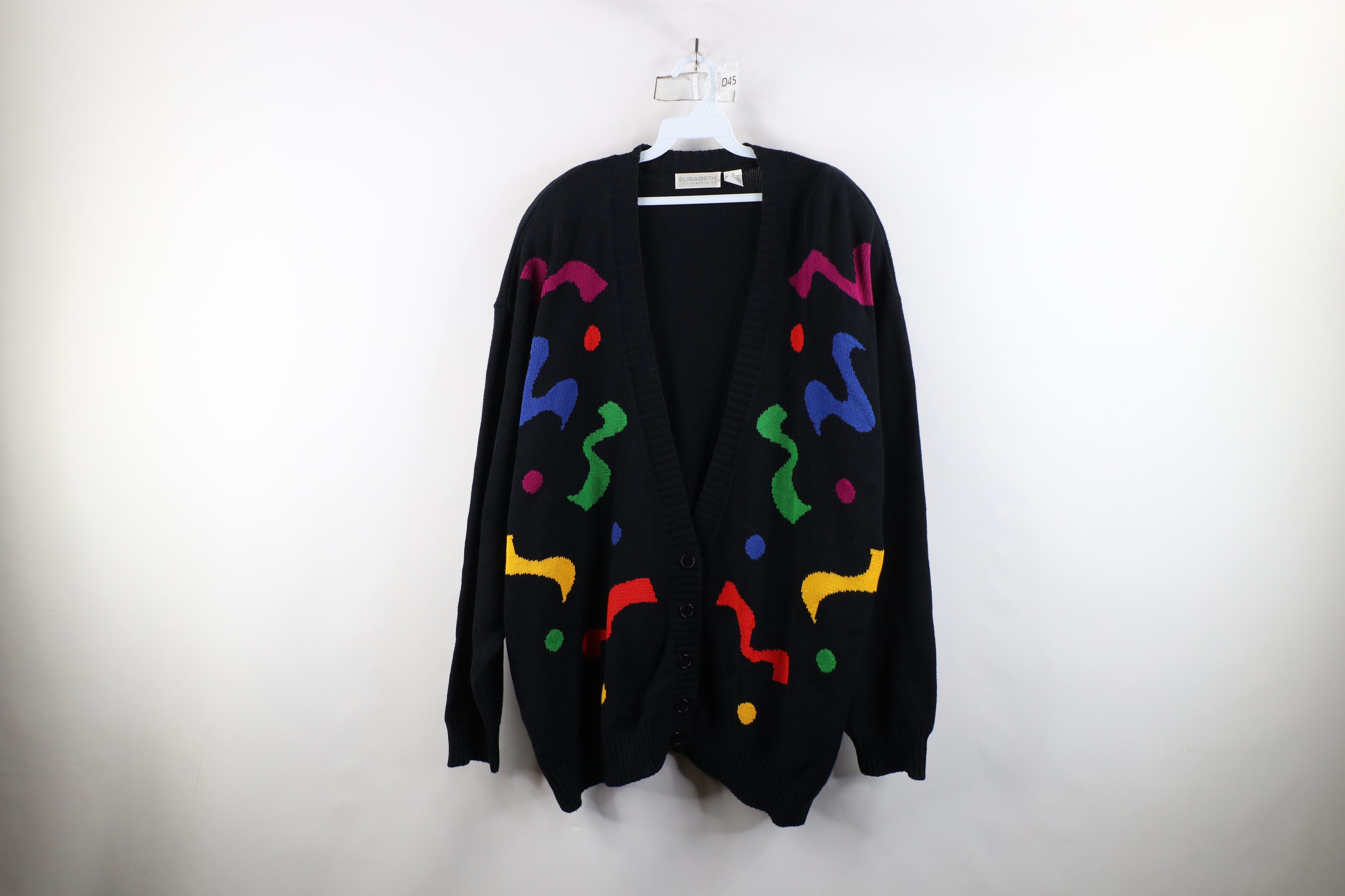 Vintage Vintage 90s Streetwear Geometric Knit Cardigan Sweater Size 3XL / US 20-22 - 1 Thumbnail