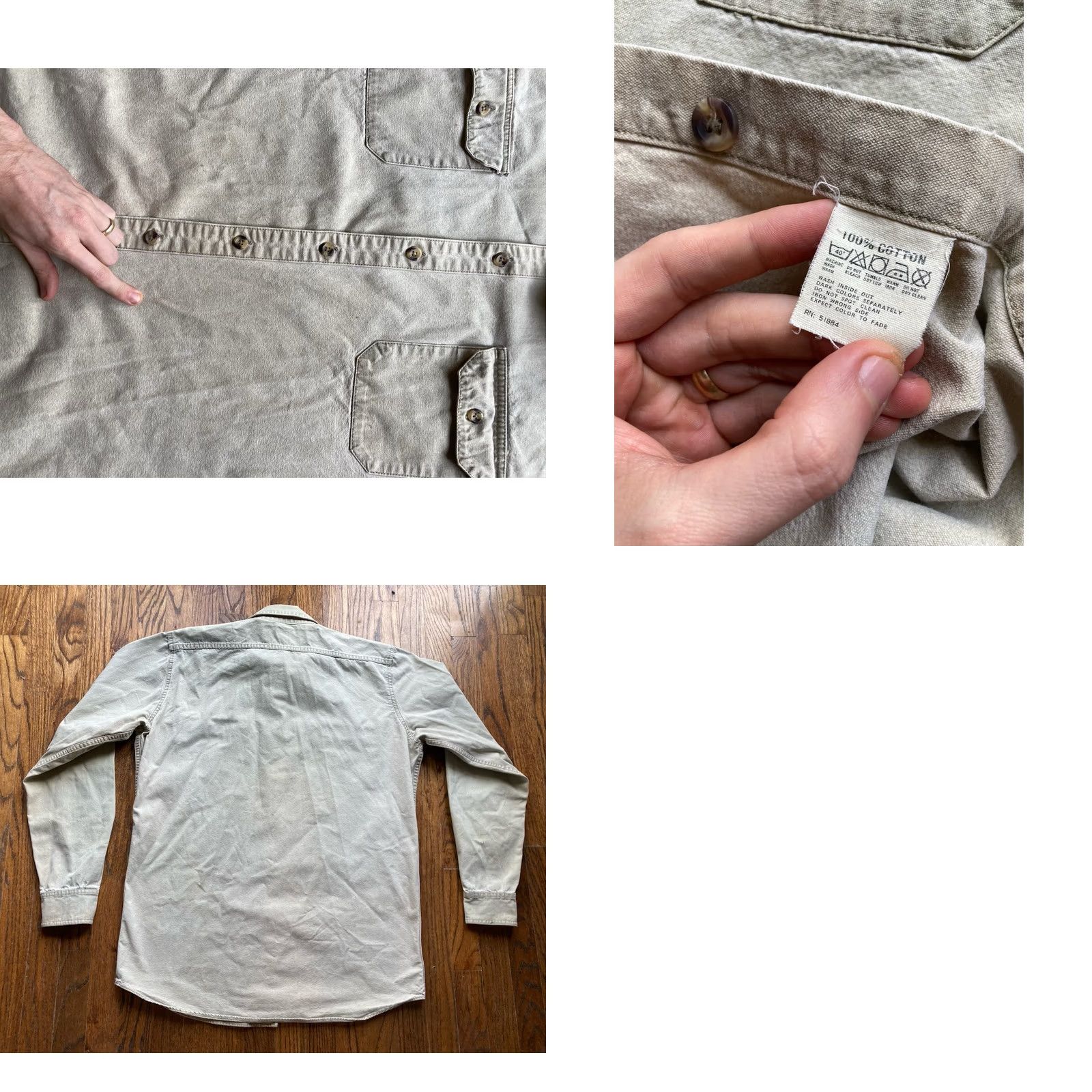 Patagonia VINTAGE Patagonia Canvas Work Shirt Mens LT Beige 90s Button-Up Long Sleeve Big & Tall Size US L / EU 52-54 / 3 - 9 Thumbnail