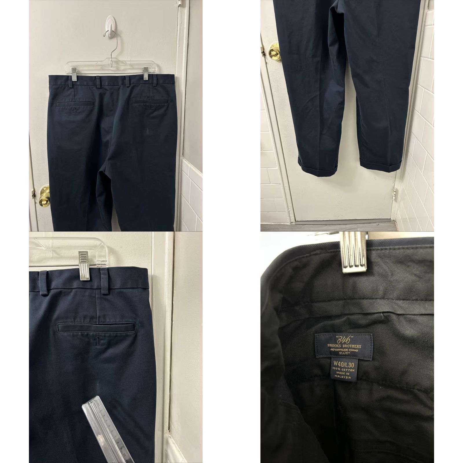 Brooks Brothers Brooks Brothers 346 Advantage Chino Elliot Pants Mens 40x30 Navy Pleated Cuffed Size US 40 / EU 56 - 8 Thumbnail