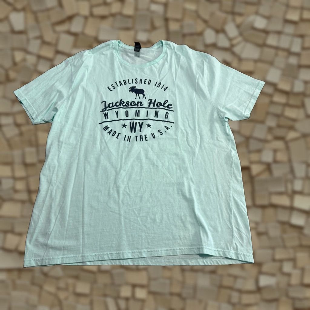 Gildan Gildan Shirts Men's 2XL Blue Black "Established 1914 Jackson Hole, Wyoming" T-Shirt Size US XXL / EU 58 / 5 - 1 Thumbnail