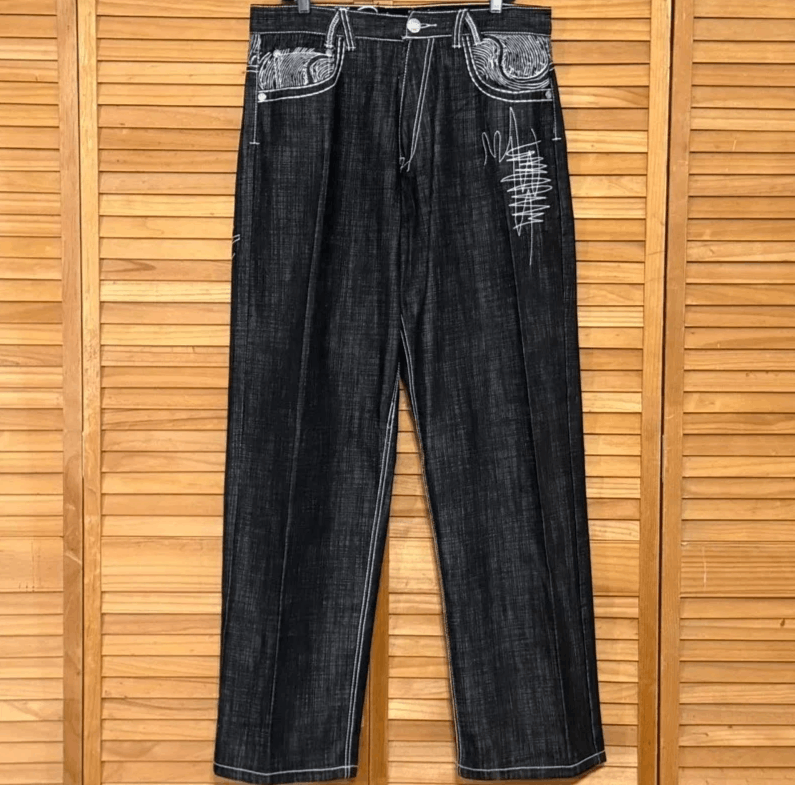 Japanese Brand Skull Pattern Embroidered Washed Jeans Size US 32 / EU 48 - 2 Thumbnail