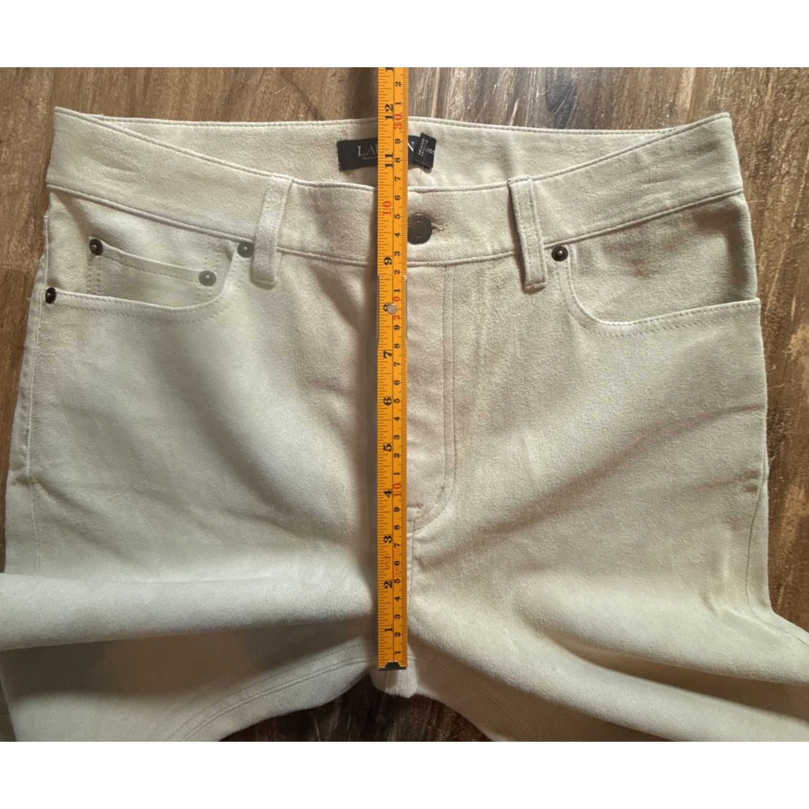 Lauren Ralph Lauren Lauren Ralph Pale Parchment High Rise Straight Leg Suede Size 30" / US 8 / IT 44 - 9 Thumbnail