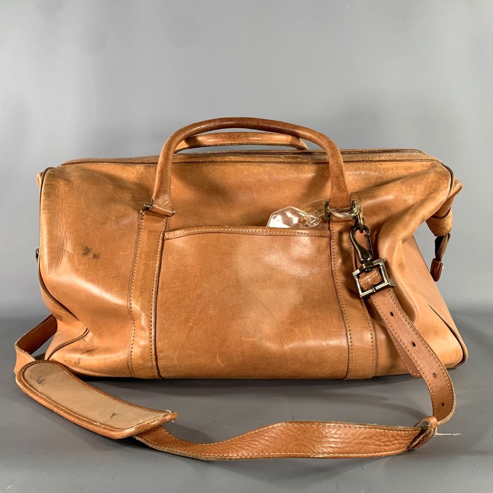 Vintage HARTMANN Leather Duffle Bags Brown Light Solid Size One Size Size ONE SIZE - 4 Thumbnail