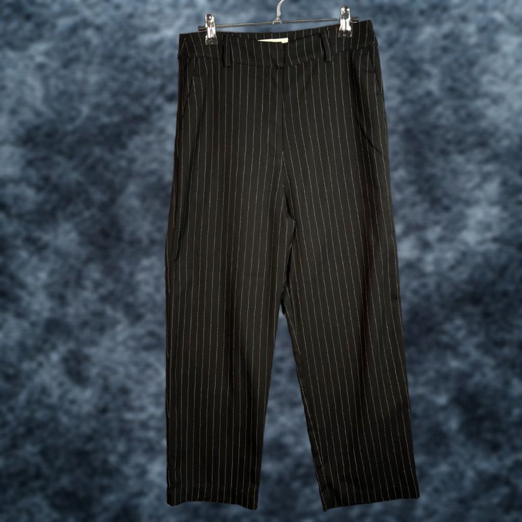 Vintage El Closet De Me Hermana Womens Medium Black Pinstripe Straight-Leg Pants Size 32" / US 10 / IT 46 - 1 Thumbnail