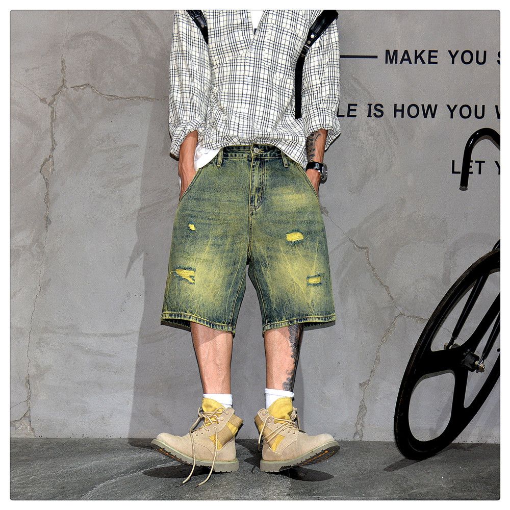 Japanese Brand × Vintage Yellow Mud Dyed Short Jeans Size US 32 / EU 48 - 2 Thumbnail
