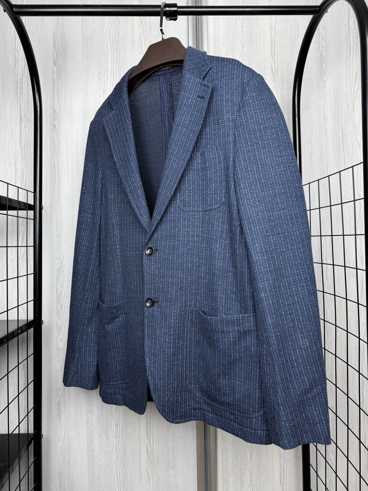 Other Latorre blue cotton linen patterned unlined 2 button blazer Size 44R - 5 Thumbnail