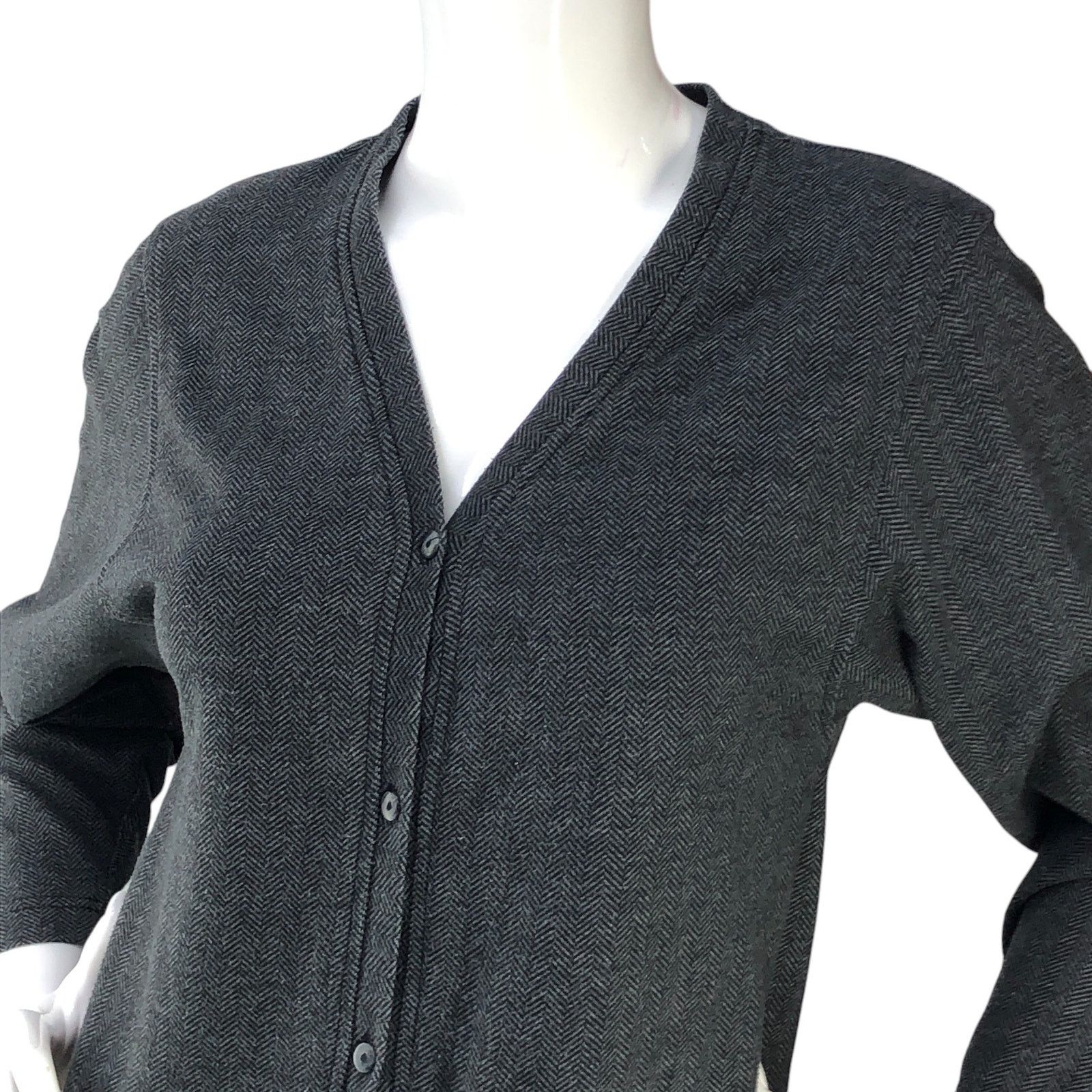 Express Express Tricot Size XS Cardigan Sweater Herringbone Gray VTG Size XS / US 0-2 / IT 36-38 - 2 Thumbnail
