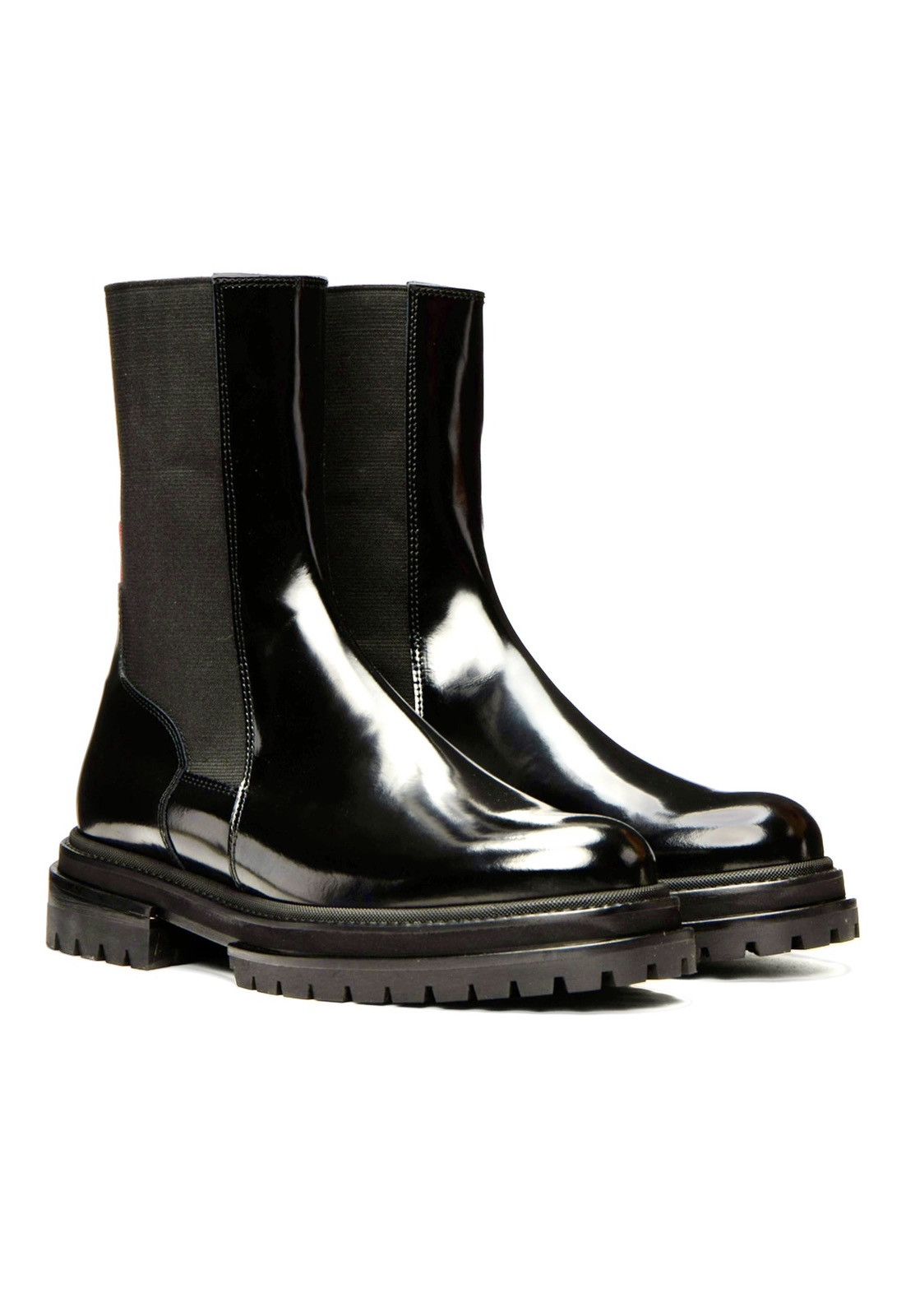 424 New Rare 424 Black High Shine Leather Army Chelsea Boots 9US Size US 9 / EU 42 - 2 Thumbnail