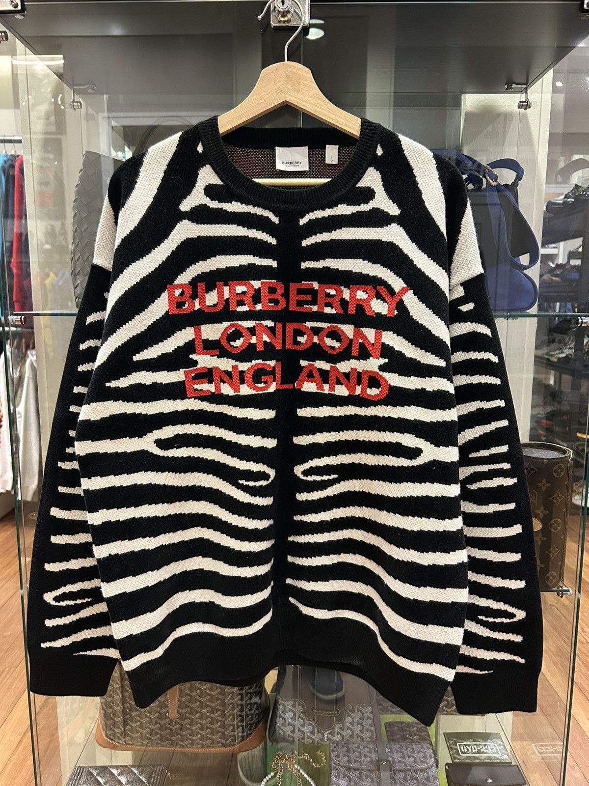 Burberry Burberry Zebra Stripe Sweater Size US L / EU 52-54 / 3 - 1 Thumbnail