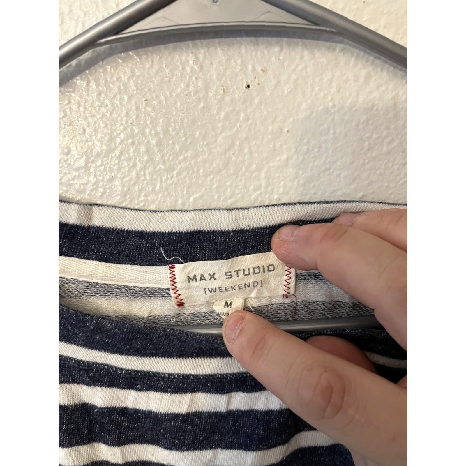 Vintage MAX STUDIO Weekend White Blue Striped Heavy Warm Long Sleeve Top M Top Womens Knit Cotton Regular Size M Blue striped All Seasons Vintage No Size M / US 6-8 / IT 42-44 - 2 Thumbnail