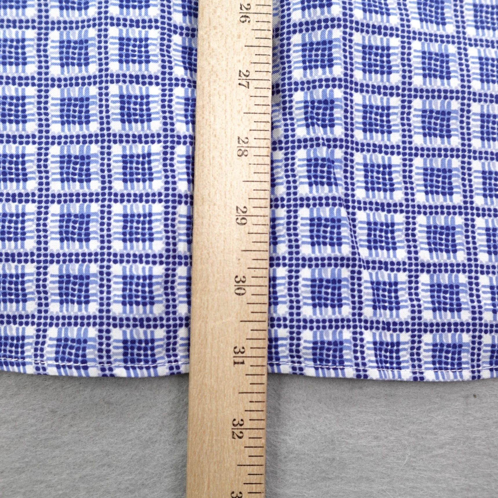 BUGATCHI Bugatchi Uomo Shirt Mens Large Blue Geometric Plaid Button-Up Long Sleeve Cotton Size US L / EU 52-54 / 3 - 7 Thumbnail