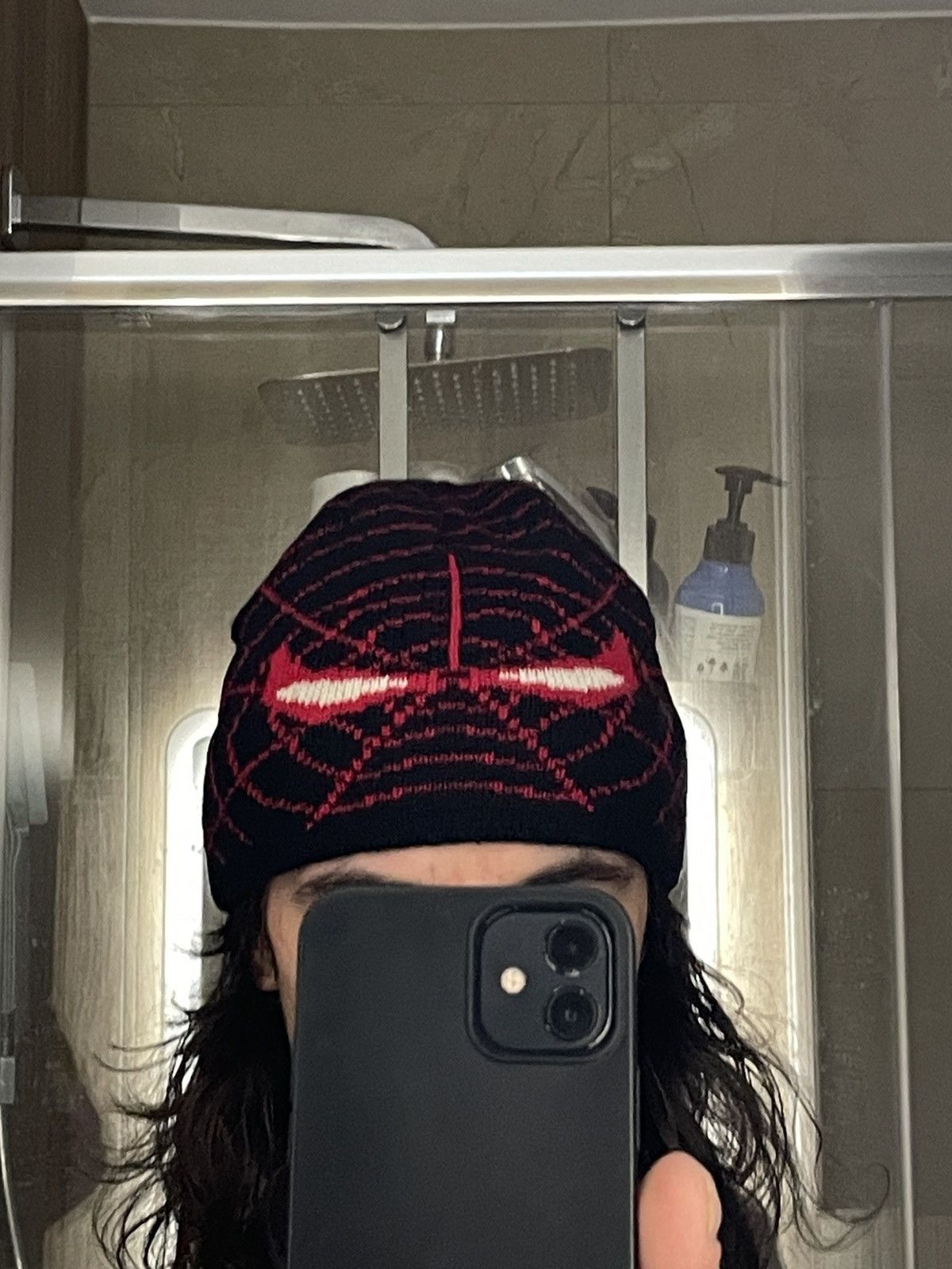 Japanese Brand × Vintage Retro 00s Spider Man Beanie Hat Eye Big Logo AOP Web Size ONE SIZE - 2 Thumbnail