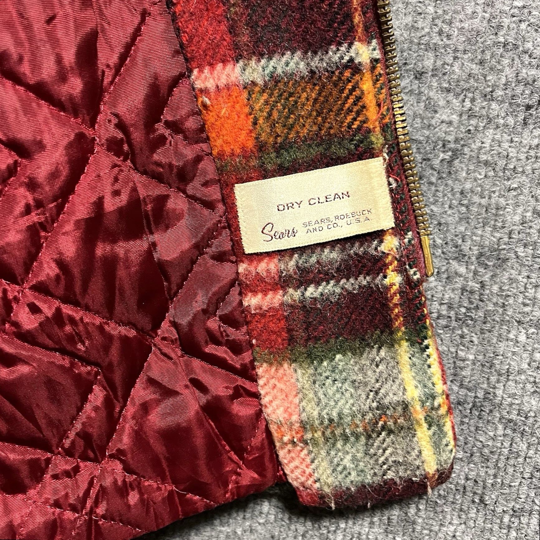 Sears VINTAGE Sears Jacket Medium Burgundy Plaid Wool Coat Overcoat Size US M / EU 48-50 / 2 - 6 Thumbnail