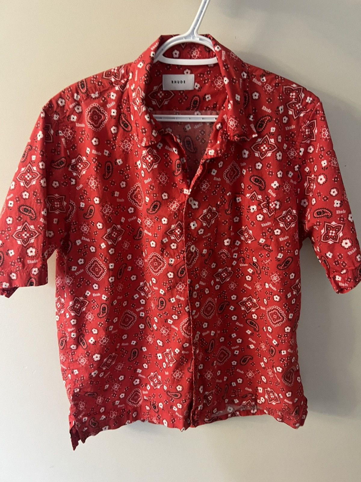 Designer × Rhude Rhude Red Bandana Camp Collar Shirt SS20 Made in Italy Size US S / EU 44-46 / 1 - 1 Thumbnail