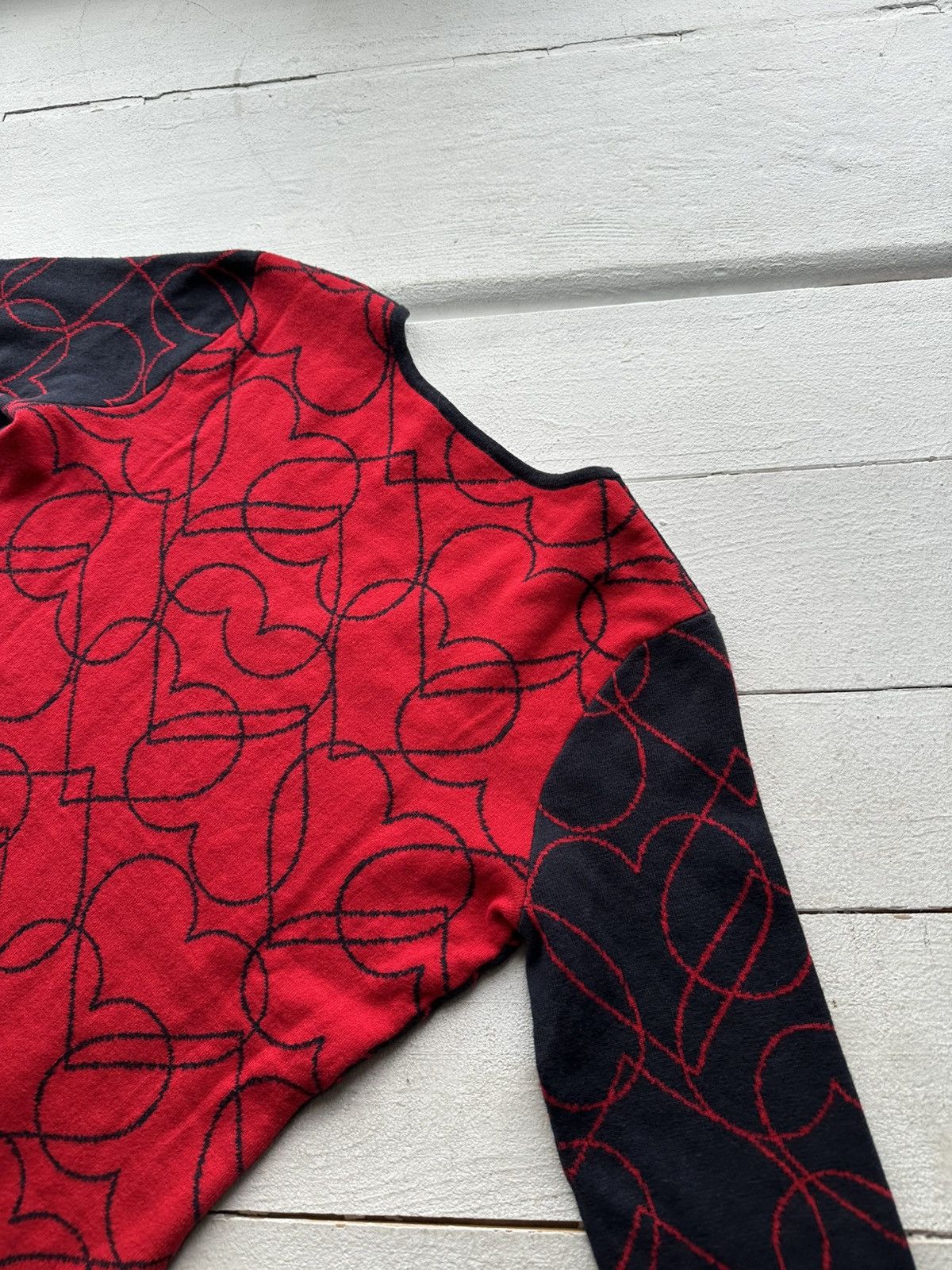 Giorgio Armani 🚨90s Armani Jeans hearts Multicolor Relaxed Fit Sweater L Size M / US 6-8 / IT 42-44 - 8 Thumbnail
