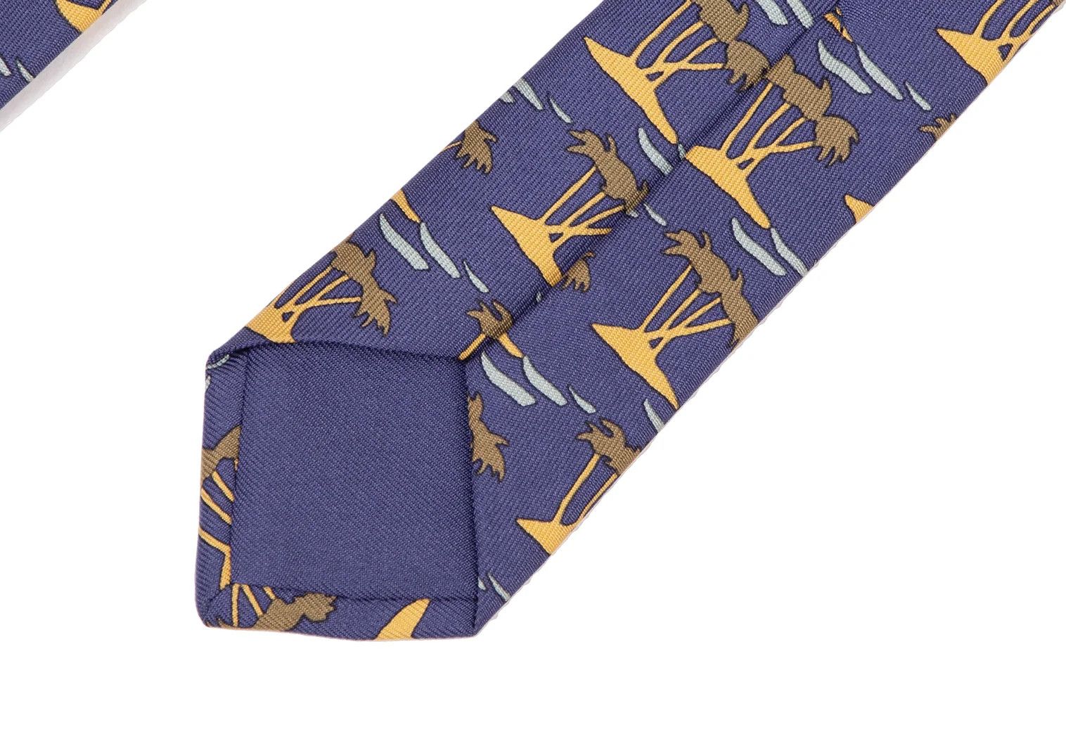 Hermes Silk Tie with Palm Pattern in Purple Size ONE SIZE - 8 Thumbnail