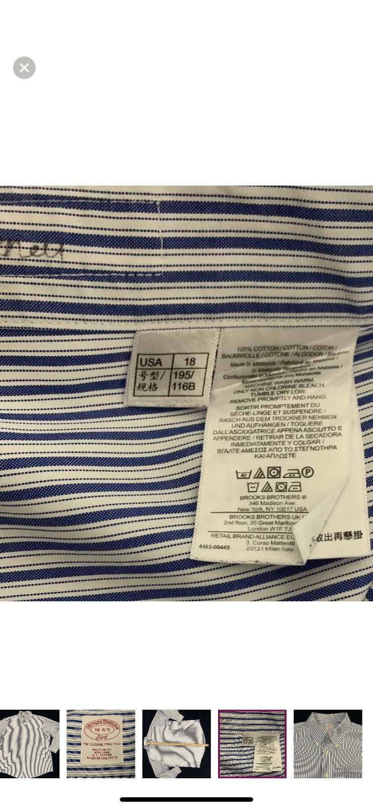 Brooks Brothers BROOKS BROTHERS 18 x 34/35 Dress Shirt Size US XXL / EU 58 / 5 - 5 Thumbnail