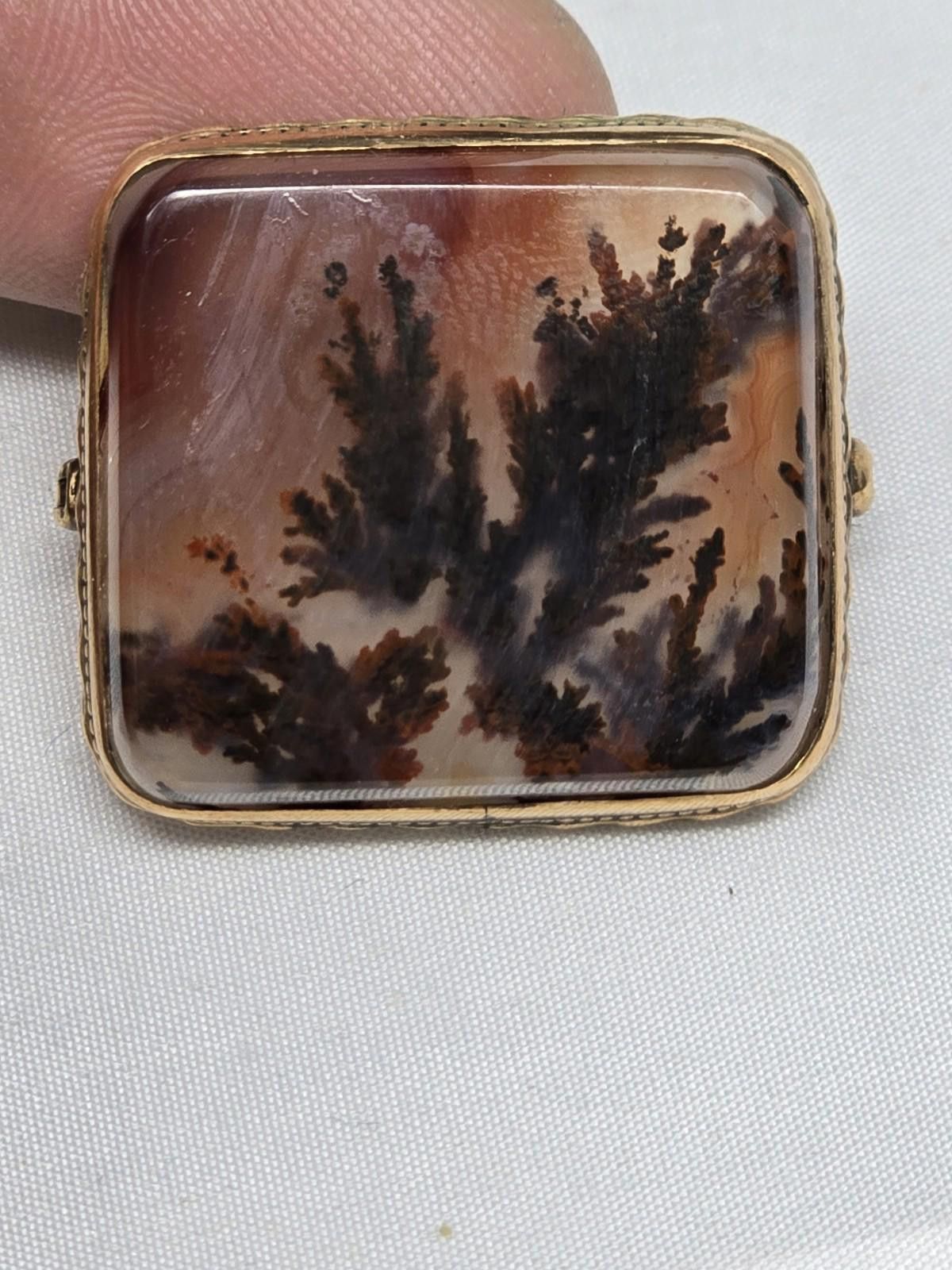 Gianni Valentino Vtg 10K Gold Scenic Dendritic Agate Brooch – Giovanni Apa Size ONE SIZE - 4 Thumbnail
