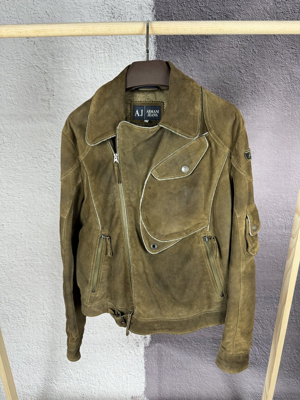 Armani Armani Jeans moto biker frontal pocket leather suede jacket Size US L / EU 52-54 / 3 - 9 Thumbnail