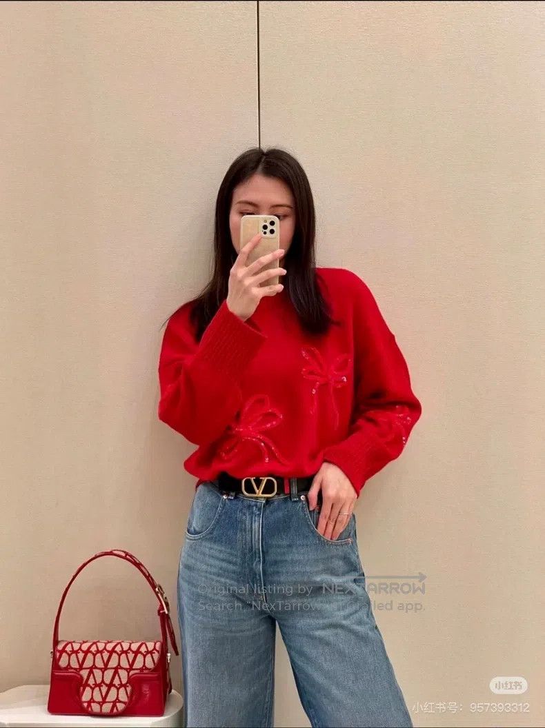 Valentino Valentino Knitted sweater with red sequin bow Size S / US 4 / IT 40 - 9 Thumbnail
