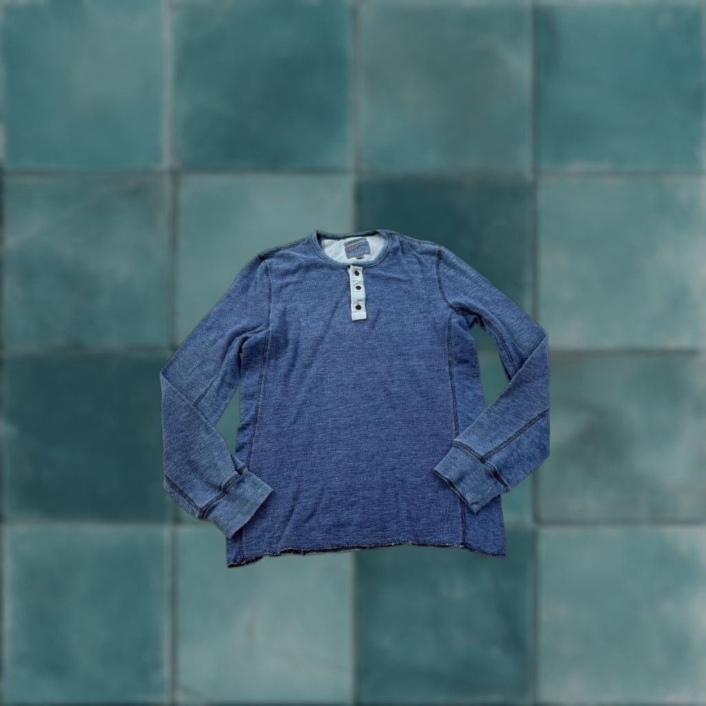Lucky Brand Lucky Brand Shirt Mens Medium Blue Thermal Lived In Henley Long Sleeve Top Size US M / EU 48-50 / 2 - 1 Thumbnail