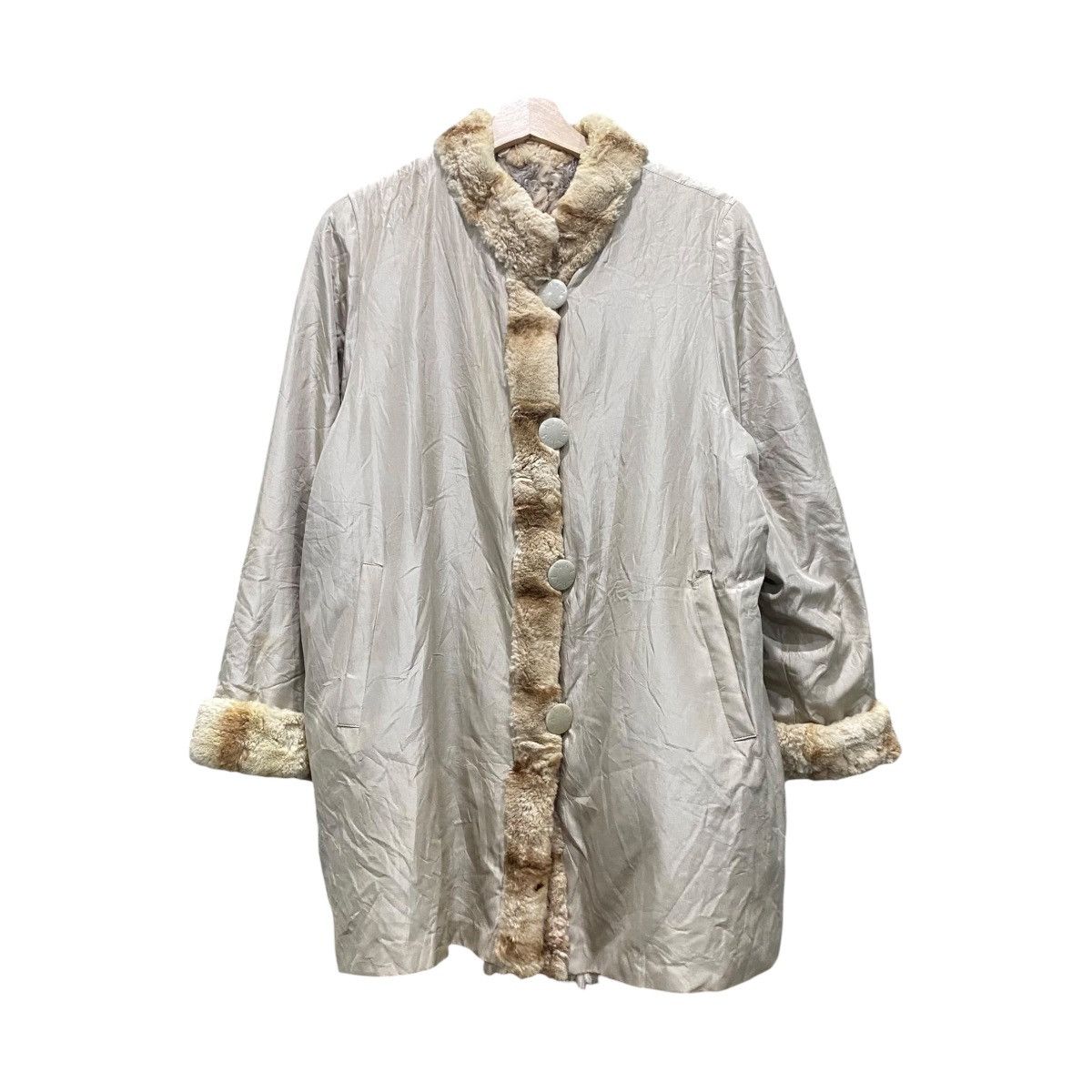 Balmain VINTAGE BALMAIN 1990s Reversible Striped Rabbit Fur Coat L Size L / US 10 / IT 46 - 4 Thumbnail