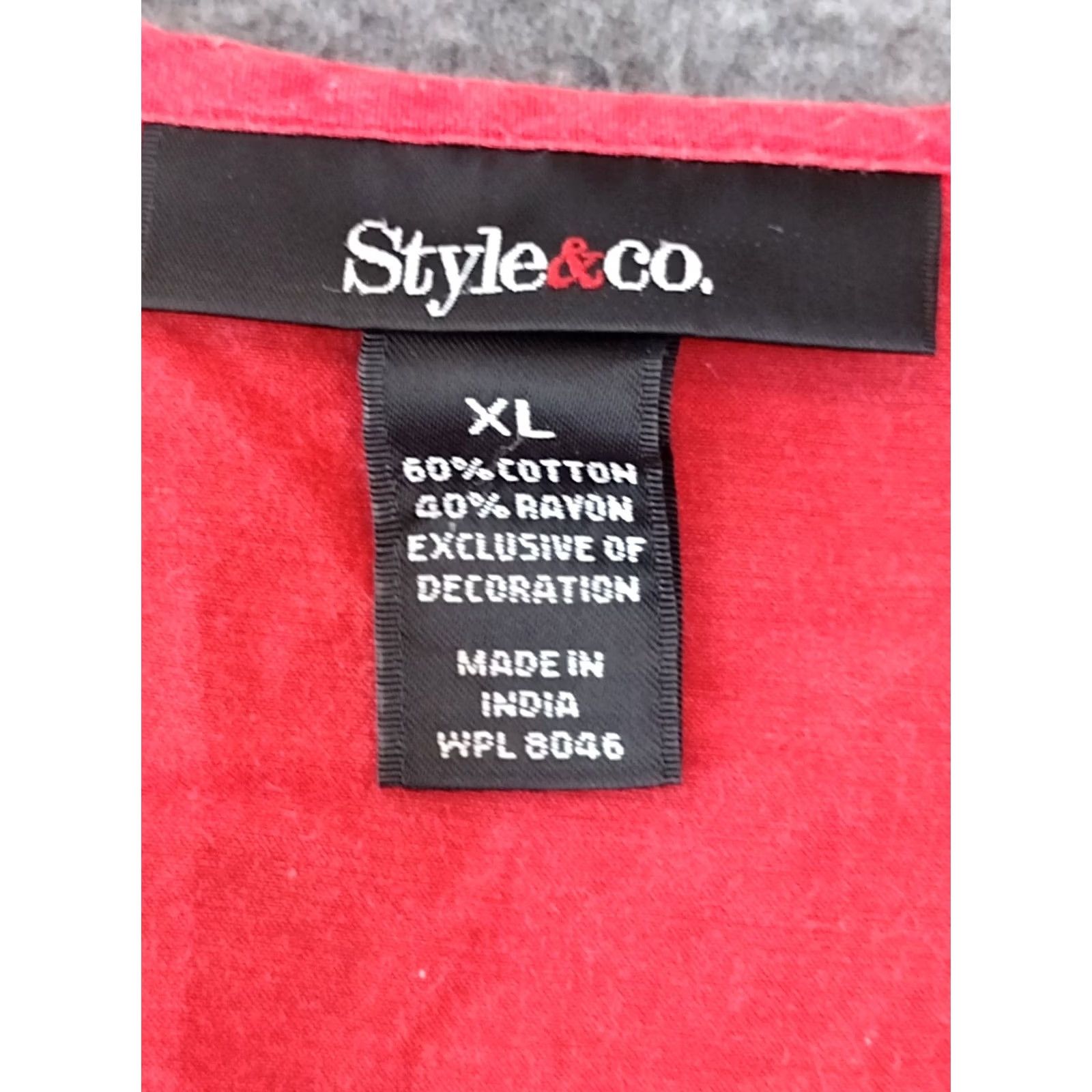 Style & Co Style & Co Blouse Women's Beaded V-Neck Red XL Shirt Raglan Sleeve Tunic Bohemian Casual, Sisters Womens, Red Beaded V-Neck Blouse, XL Size XL / US 12-14 / IT 48-50 - 6 Thumbnail