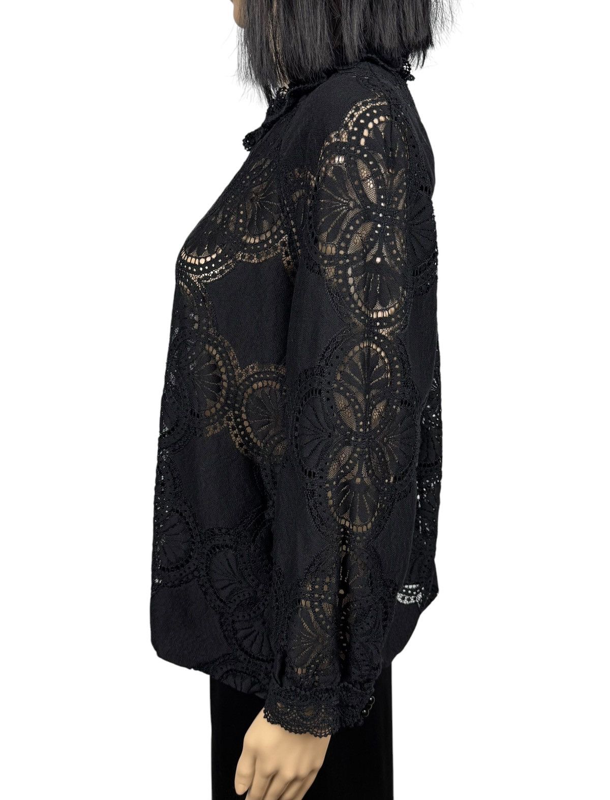 Sezane Sezane Lace Pattern Mock Neck Blouse Cotton size 44 Size L / US 10 / IT 46 - 7 Thumbnail