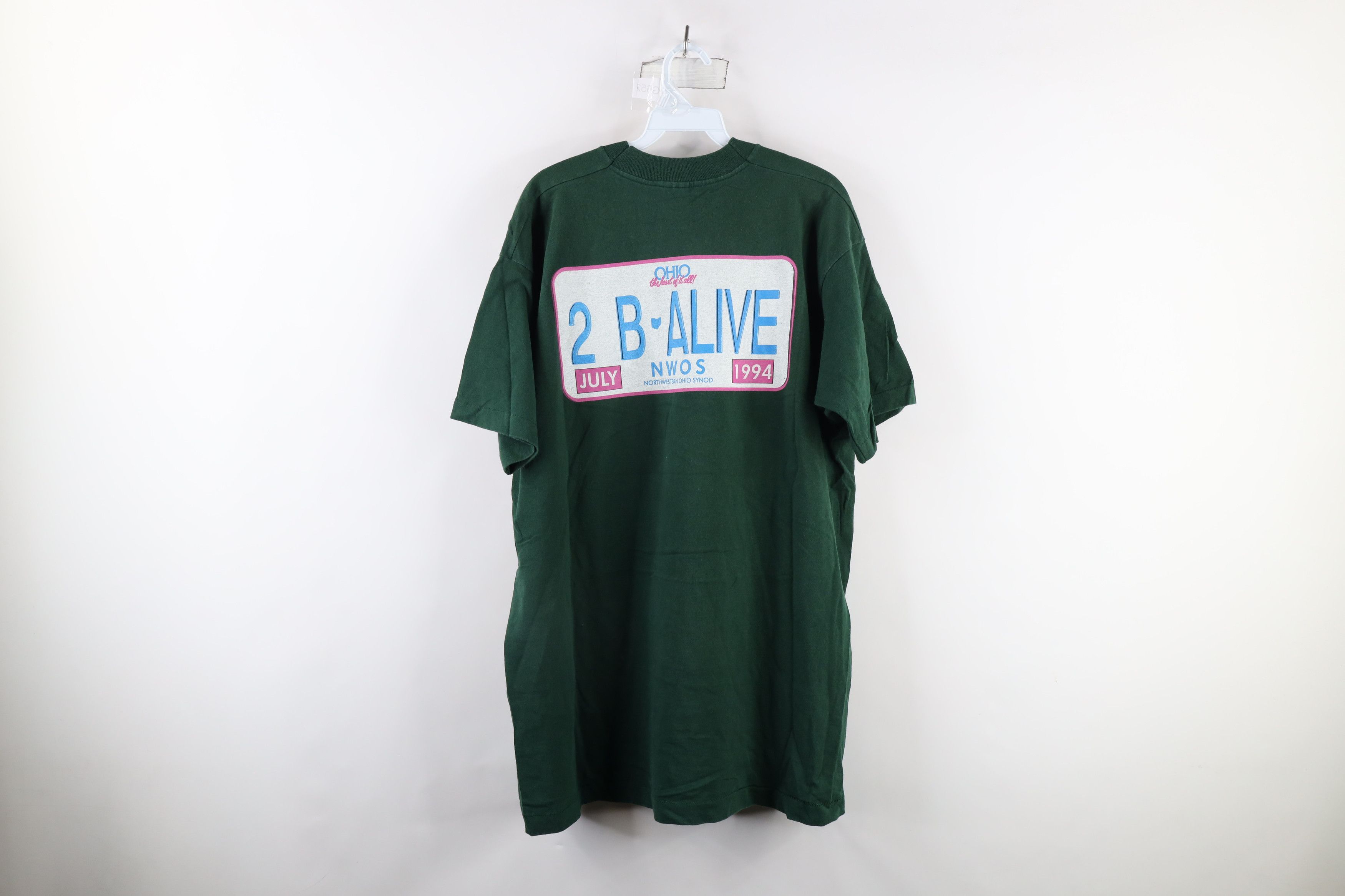 Vintage Vintage 90s To Be Alive 1994 Synod Ohio T-Shirt Green USA Size US XL / EU 56 / 4 - 9 Thumbnail