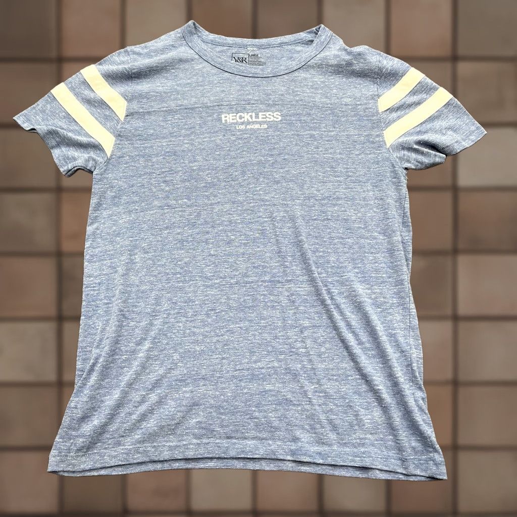 Vintage Young & Reckless Men Football T-Shirt L Blue White Striped Casual Size US L / EU 52-54 / 3 - 1 Thumbnail